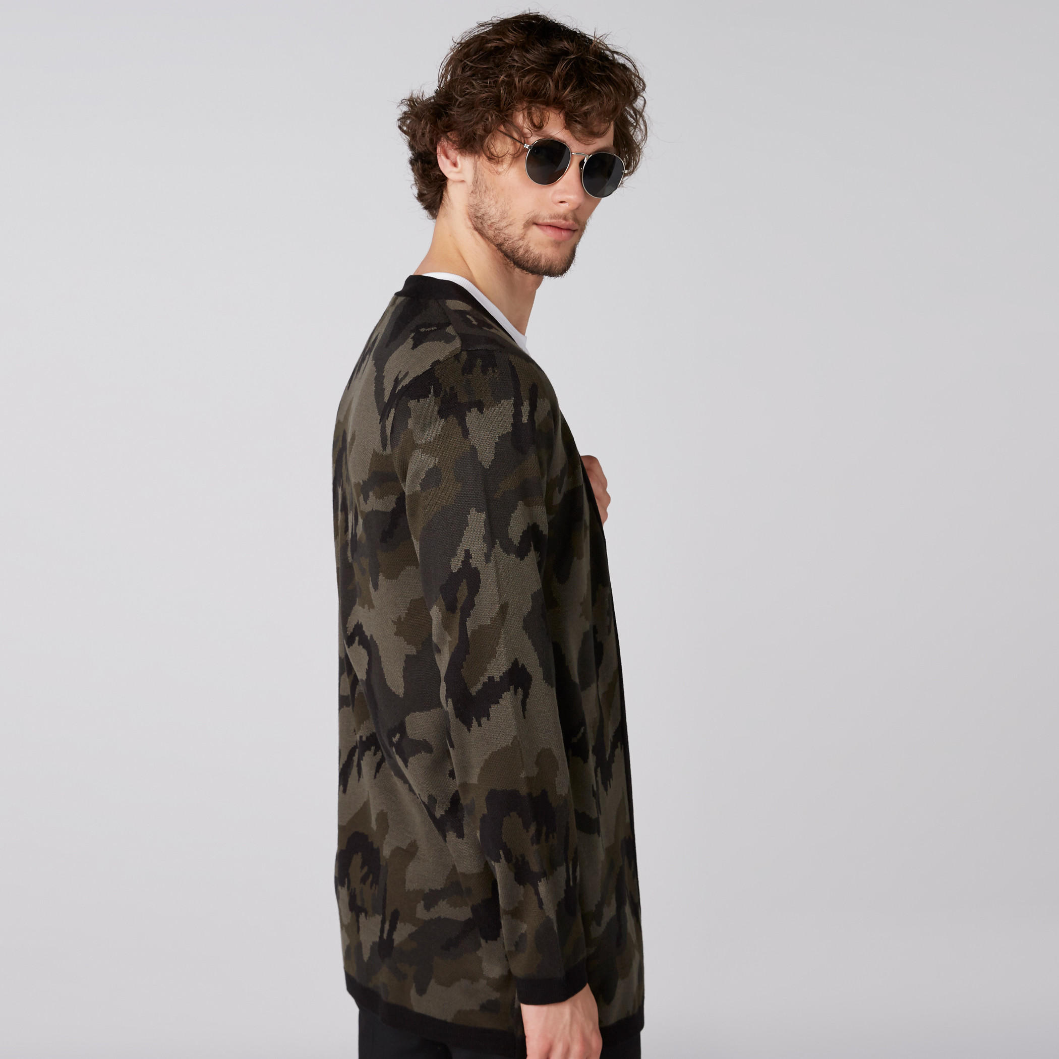 Printed Open Front Cardigan with Long Sleeves-men-clothing-sweatersandpullovers-image-2
