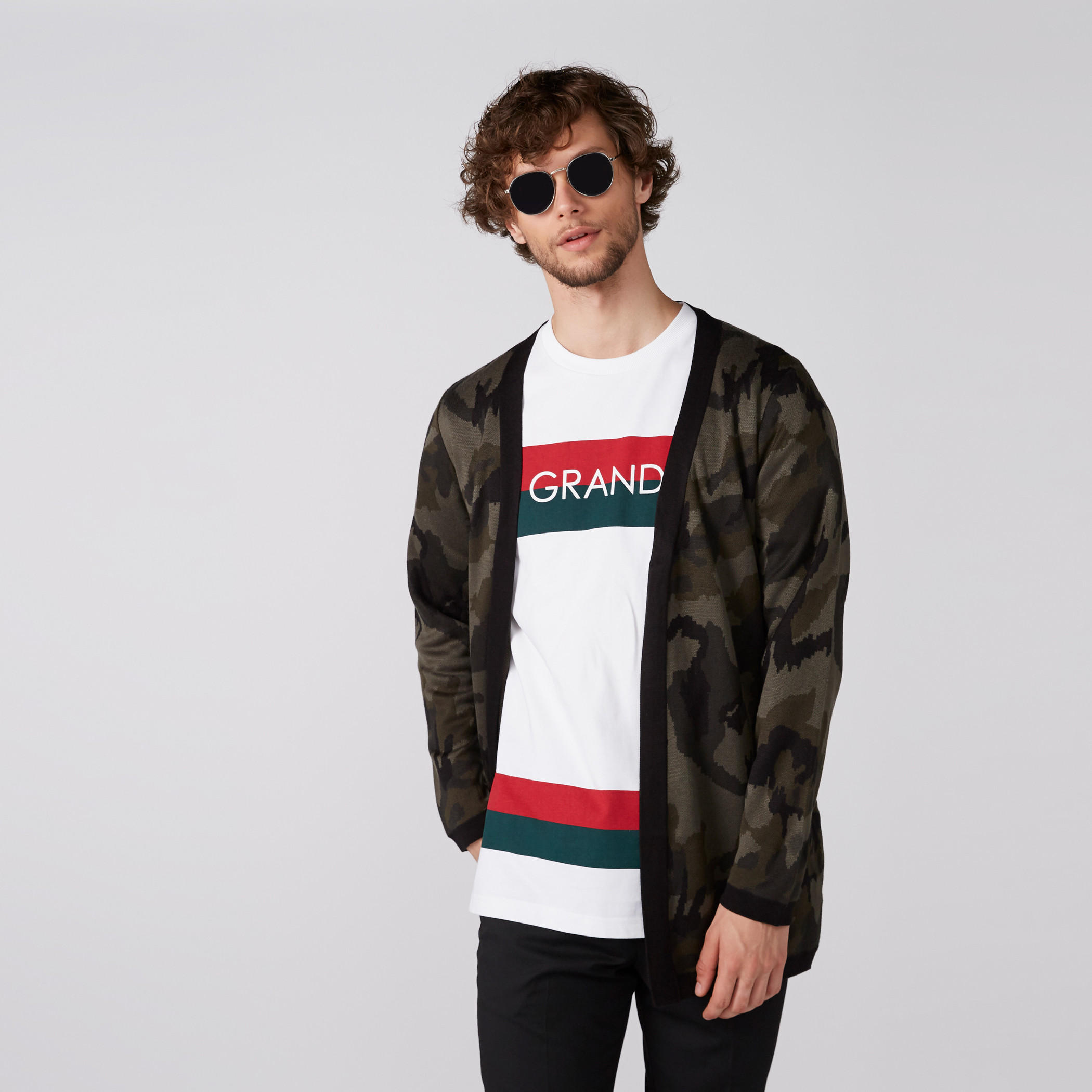 Printed Open Front Cardigan with Long Sleeves-men-clothing-sweatersandpullovers-image-3