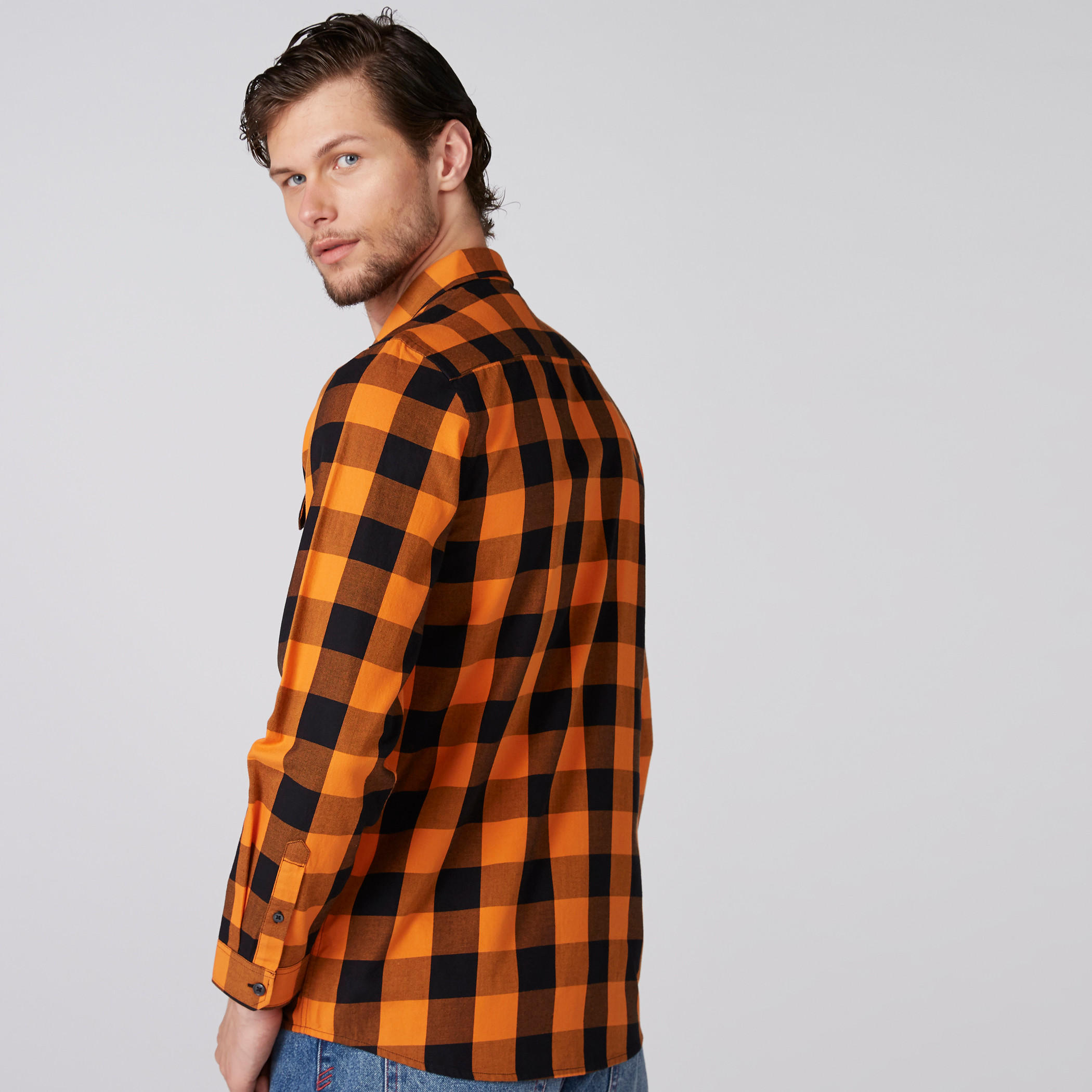 Chequered Shirt with Long Sleeves and Complete Placket-men-clothing-shirts-image-2