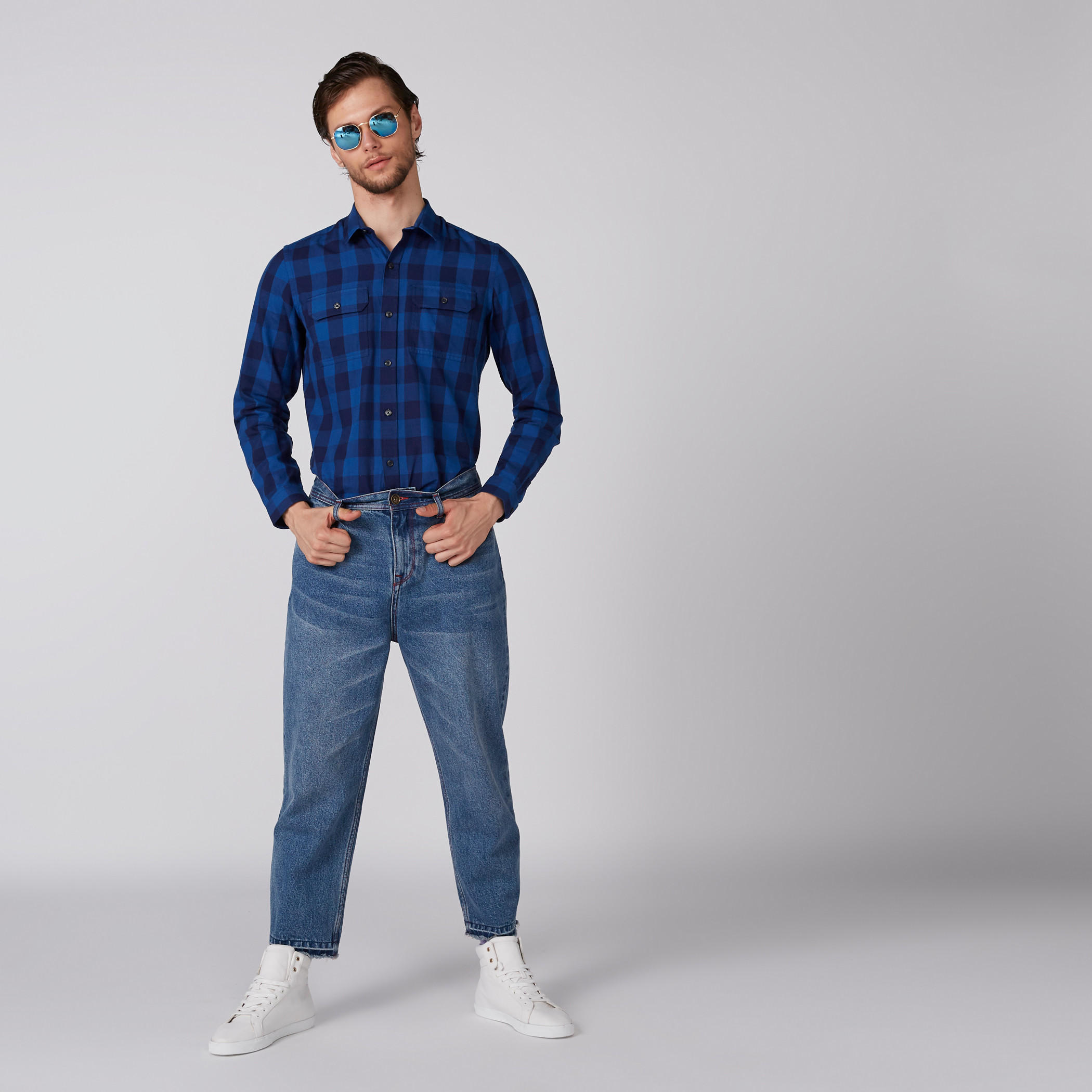 قميص كاروهات بأكمام طويلة وأزرار-men-clothing-shirts-image-3