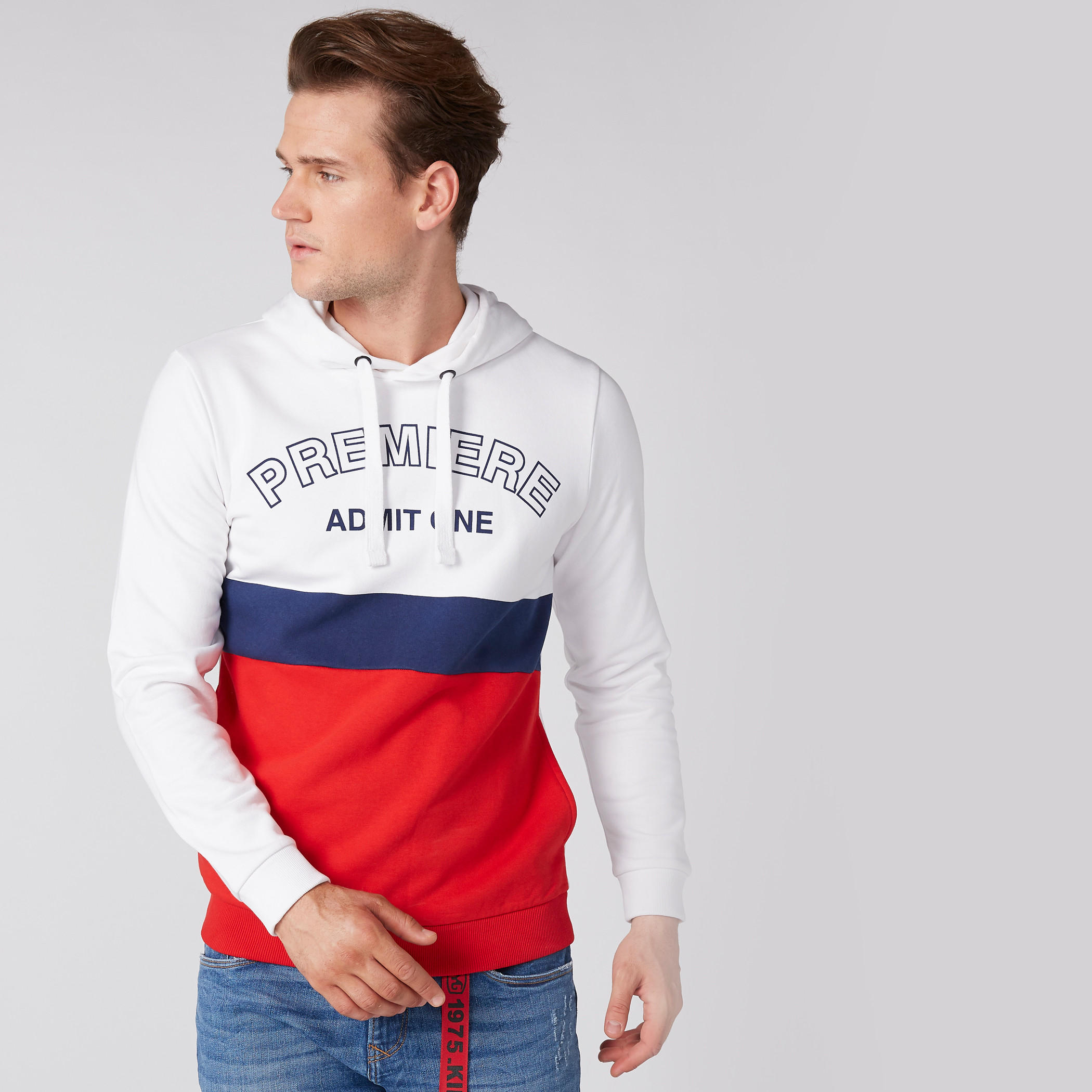Printed Sweatshirt with Long Sleeves and Hood-men-winterwear-hoodiesandsweatshirts-image-1