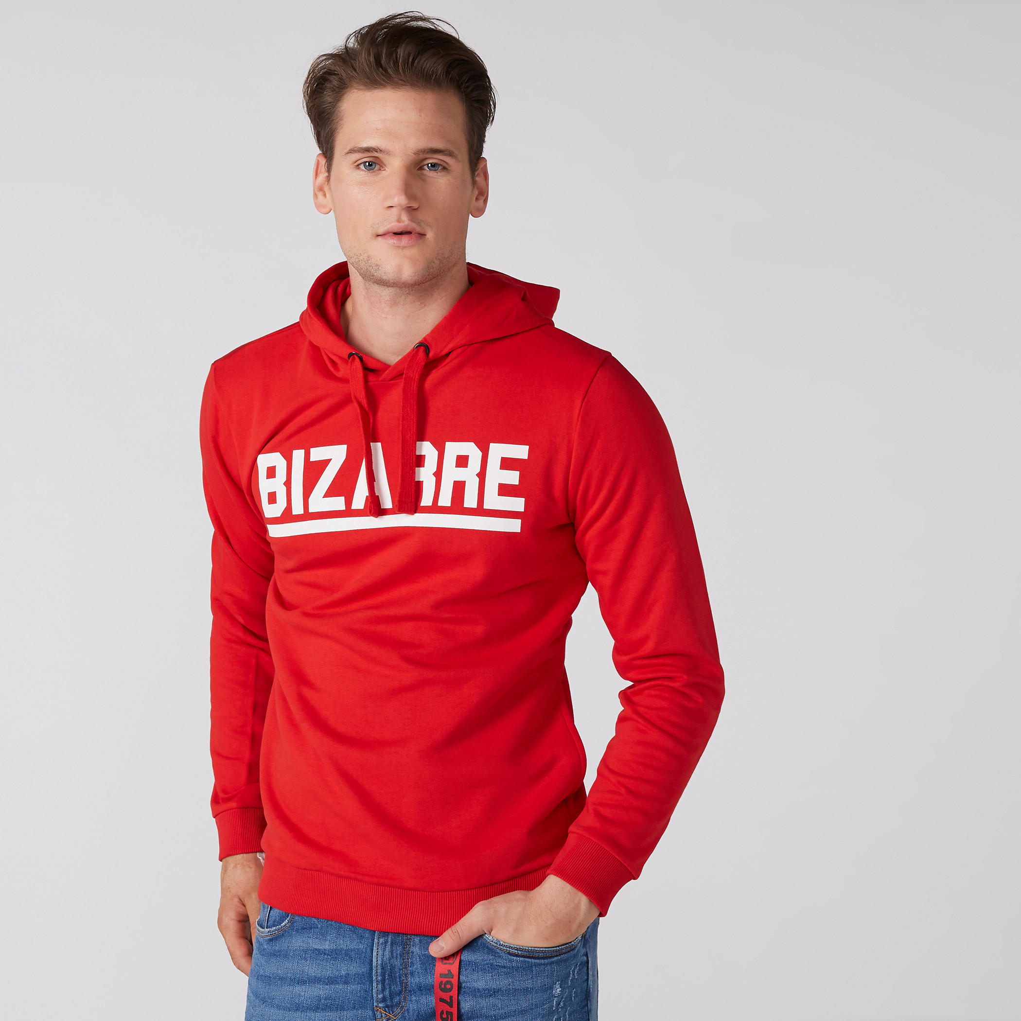 Printed Sweatshirt with Long Sleeves and Hood-men-winterwear-hoodiesandsweatshirts-image-1