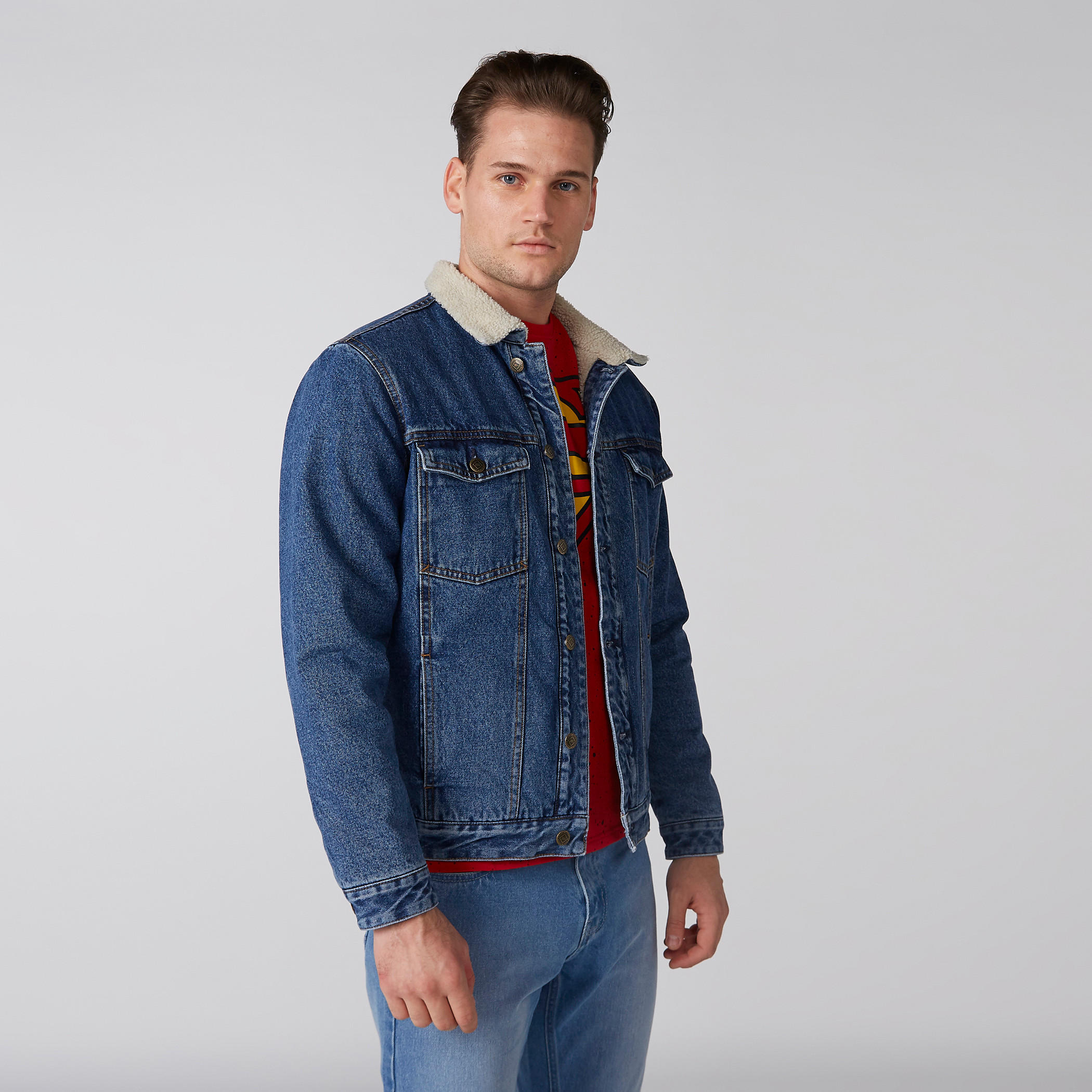 Denim Jacket with Long Sleeves and Button Closure-men-clothing-jacketsandblazers-jackets-image-1