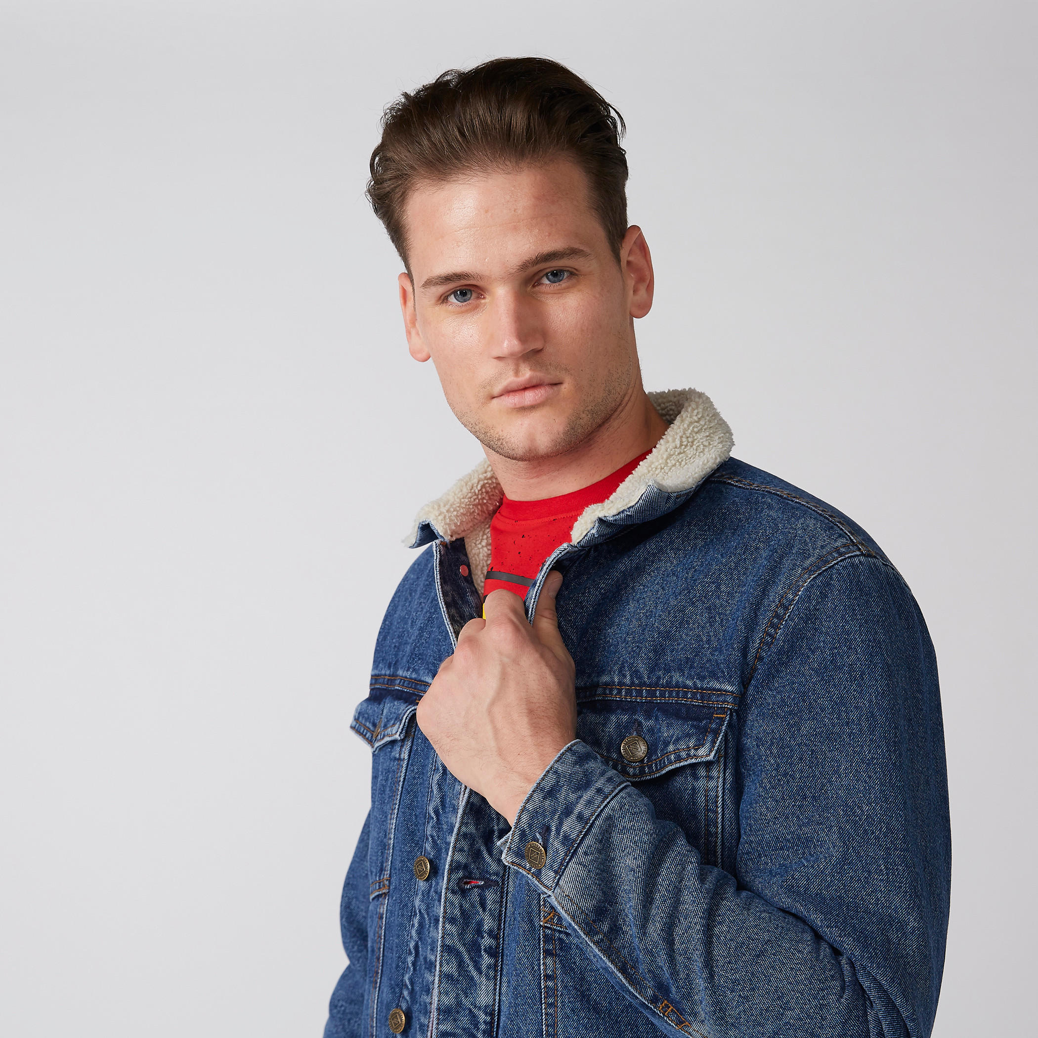 Denim Jacket with Long Sleeves and Button Closure-men-clothing-jacketsandblazers-jackets-image-2