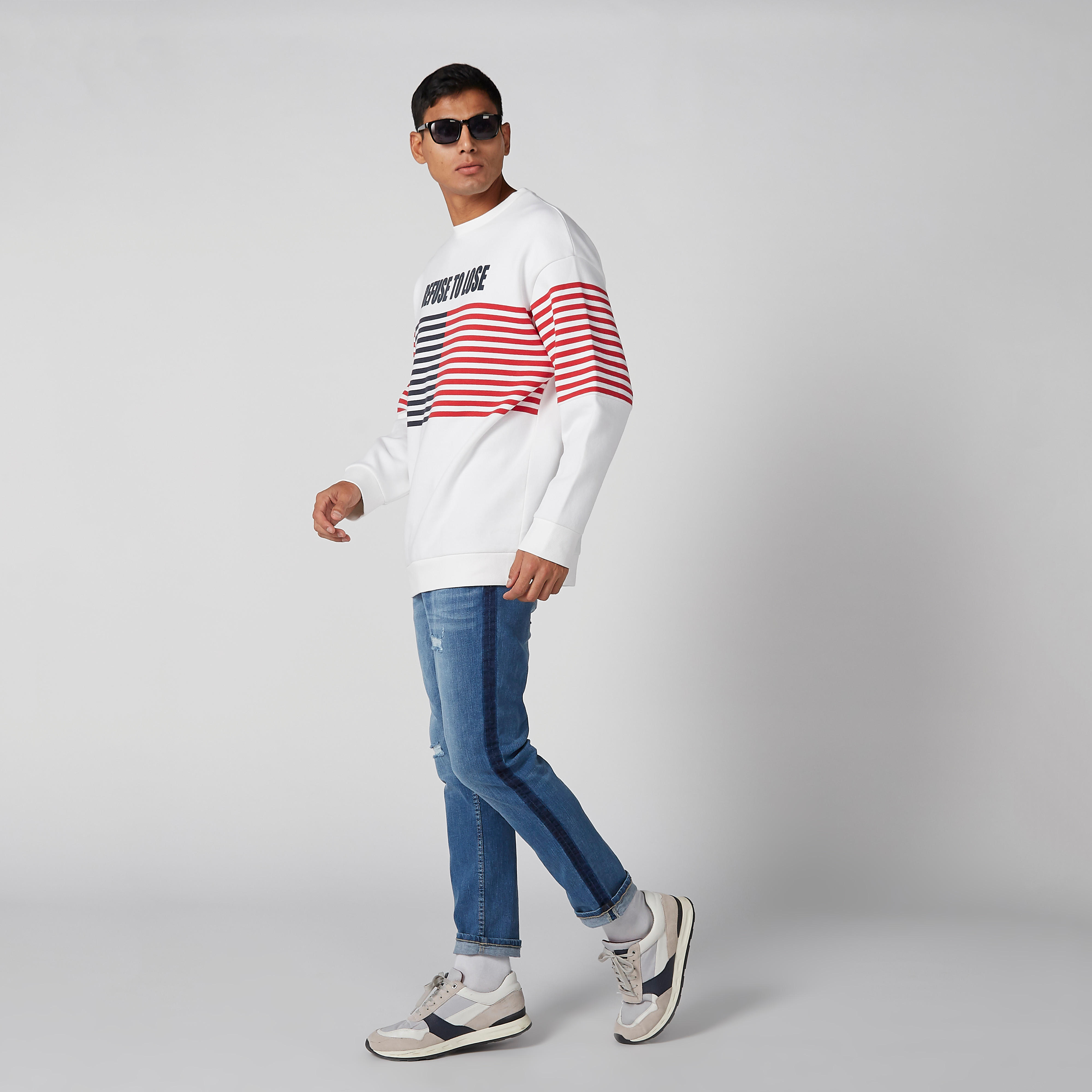 Striped Sweatshirt with Drop Shoulder Sleeves-men-winterwear-hoodiesandsweatshirts-image-2