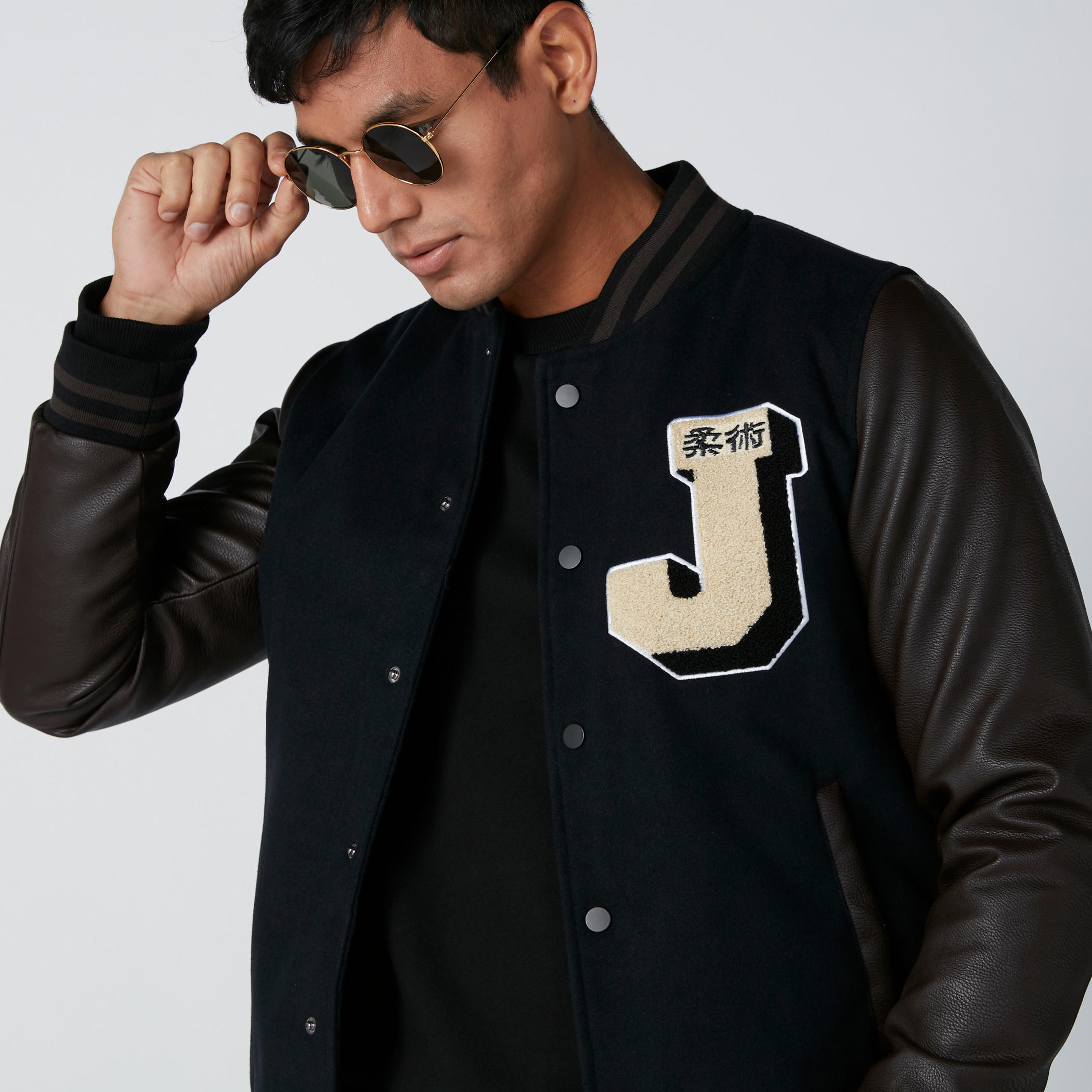 Textured Bomber Jacket with Long Sleeves and Press Button Closure-men-clothing-jacketsandblazers-jackets-image-2