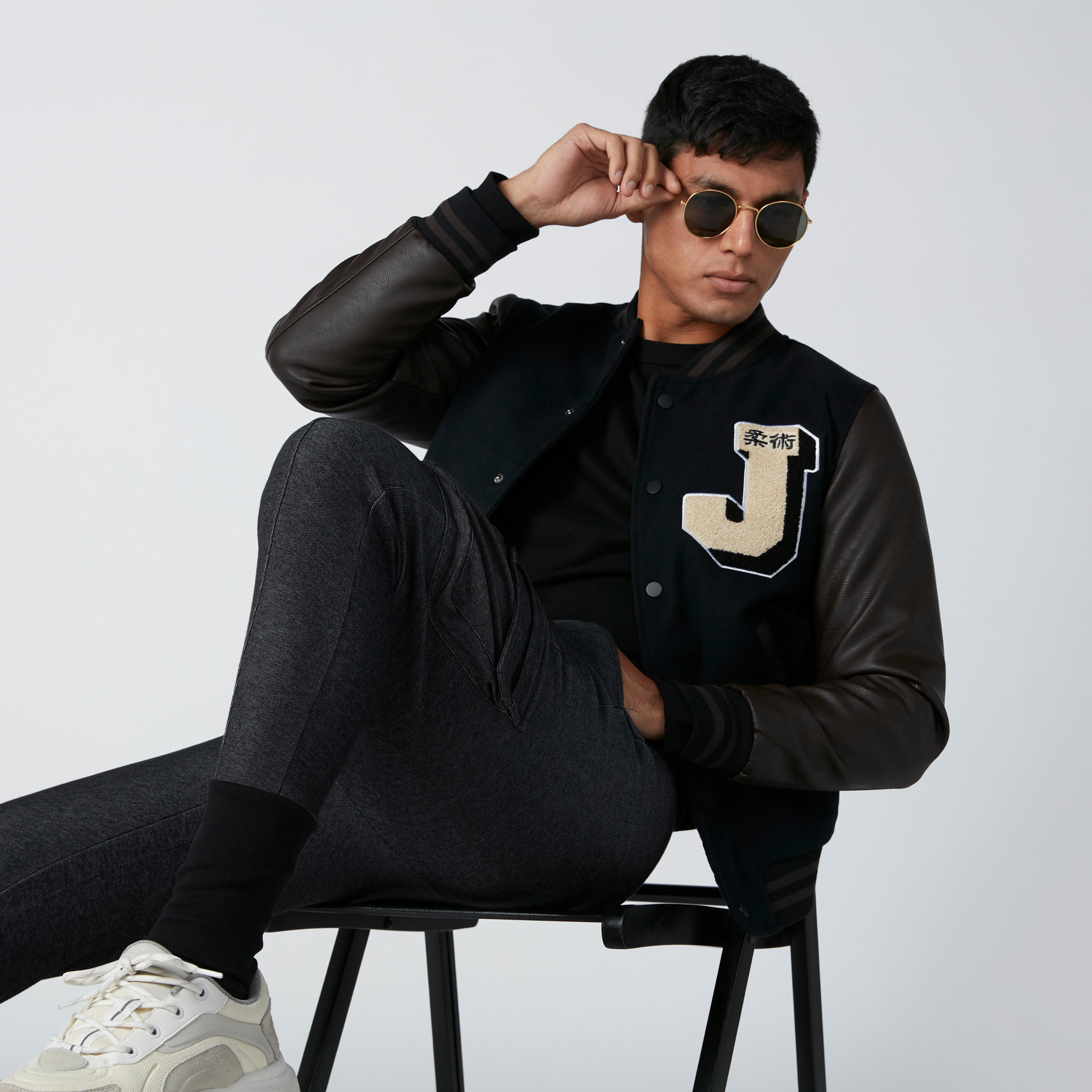 Textured Bomber Jacket with Long Sleeves and Press Button Closure-men-clothing-jacketsandblazers-jackets-image-4