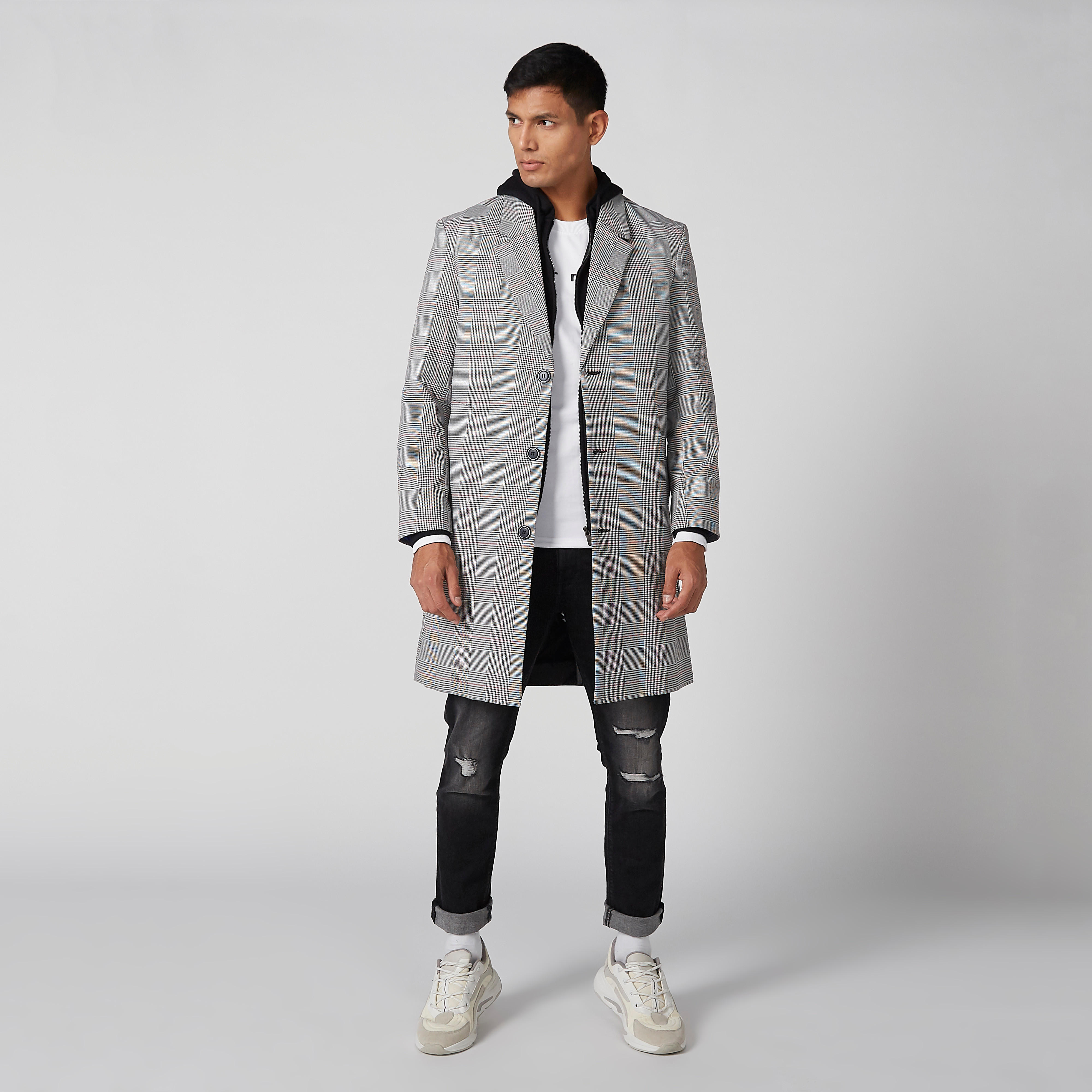 معطف طويل كاروهات بأكمام طويلة وجيوب-men-clothing-jacketsandblazers-coats-image-2