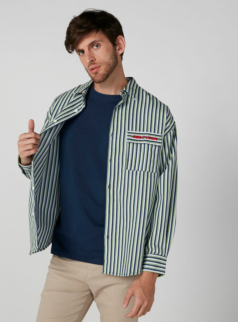 Striped Shirt with Long Sleeves and Complete Placket-men-clothing-shirts-image-1
