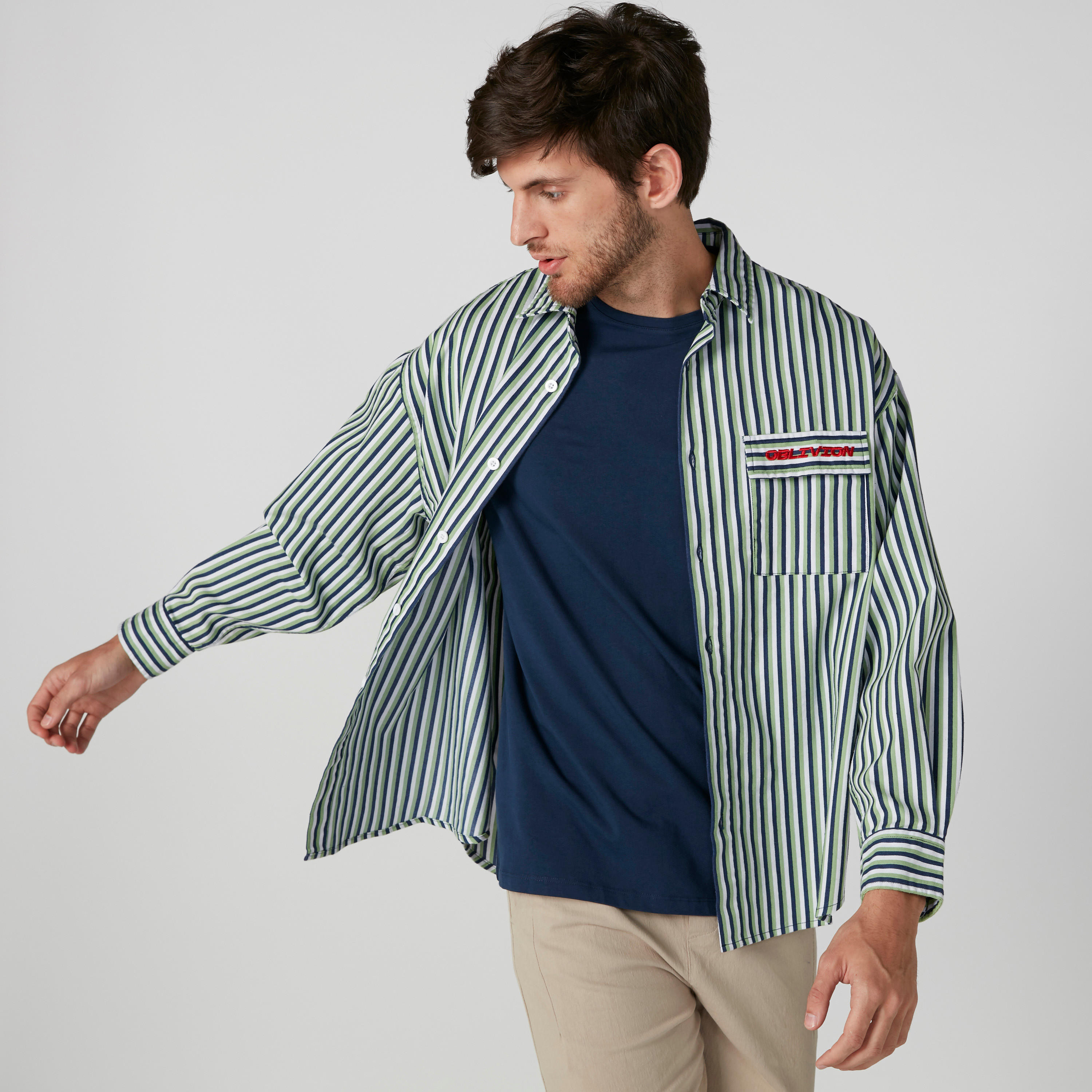 Striped Shirt with Long Sleeves and Complete Placket-men-clothing-shirts-image-4