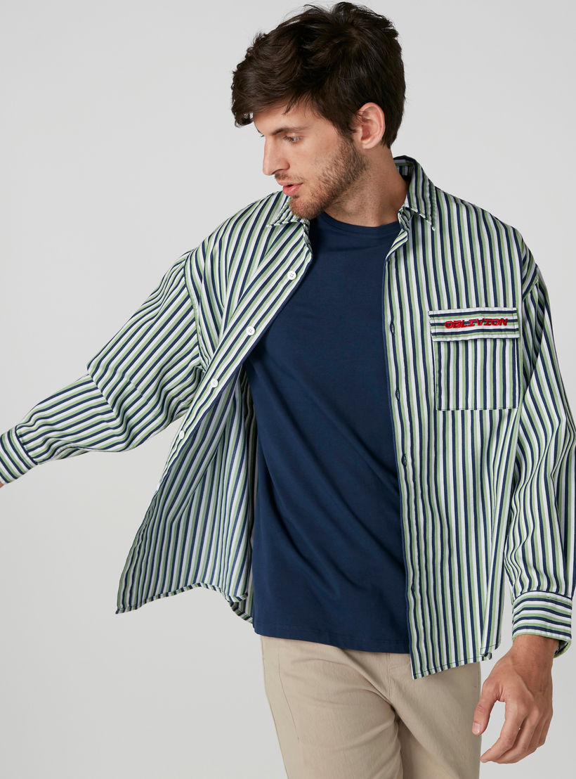 Striped Shirt with Long Sleeves and Complete Placket-men-clothing-shirts-image-4