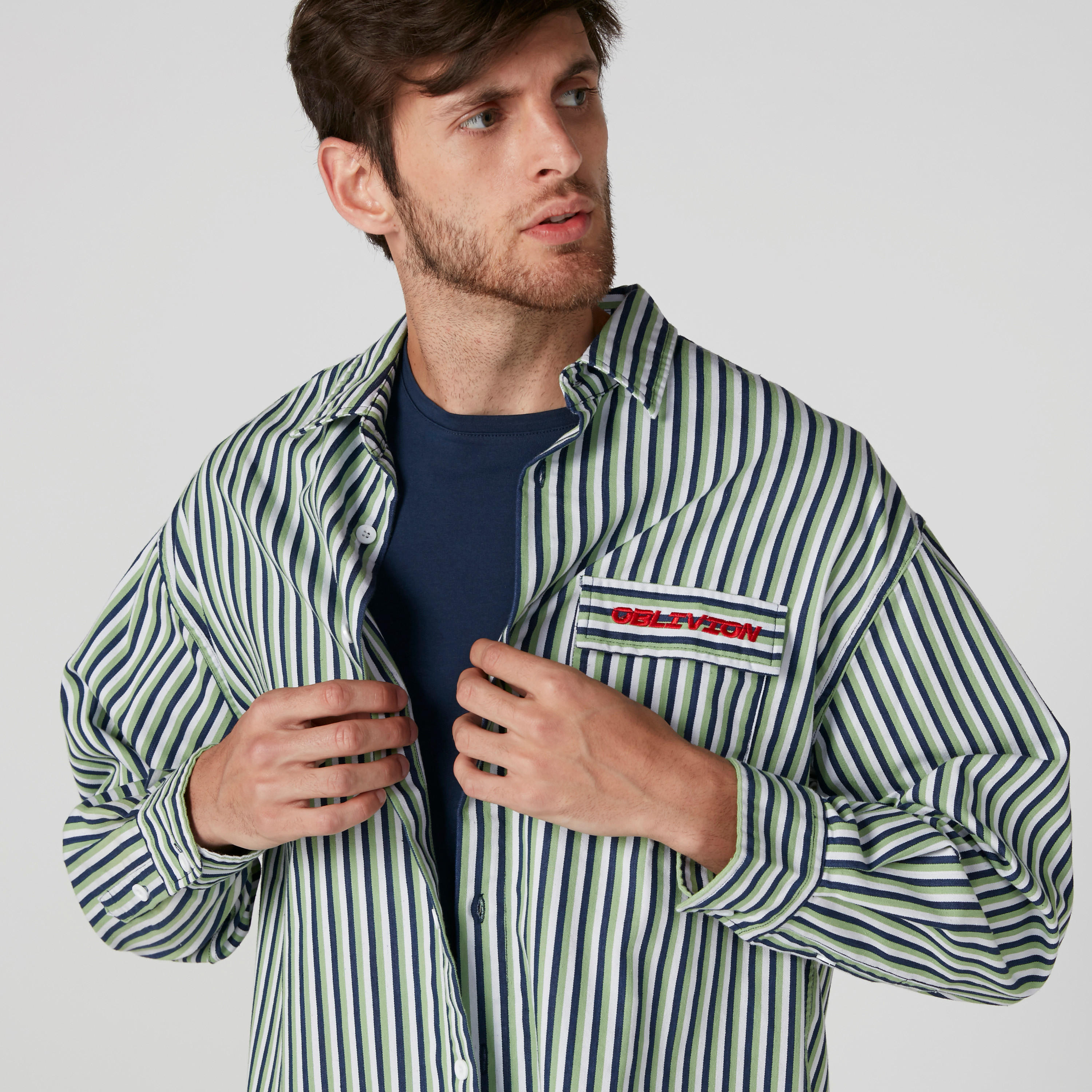 Striped Shirt with Long Sleeves and Complete Placket-men-clothing-shirts-image-5