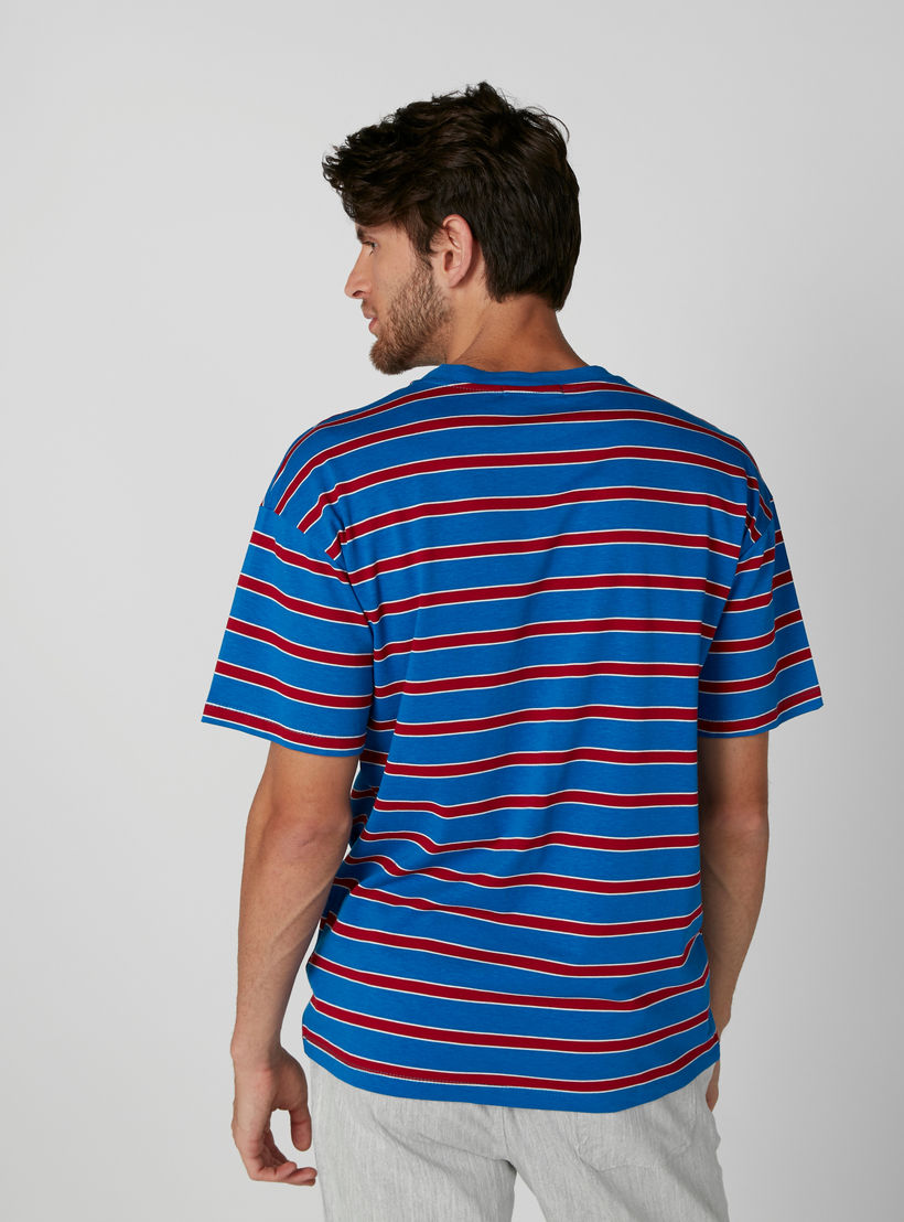 Striped Round Neck T-Shirt with Short Sleeves-men-clothing-tshirtsandpolos-tshirts-image-2