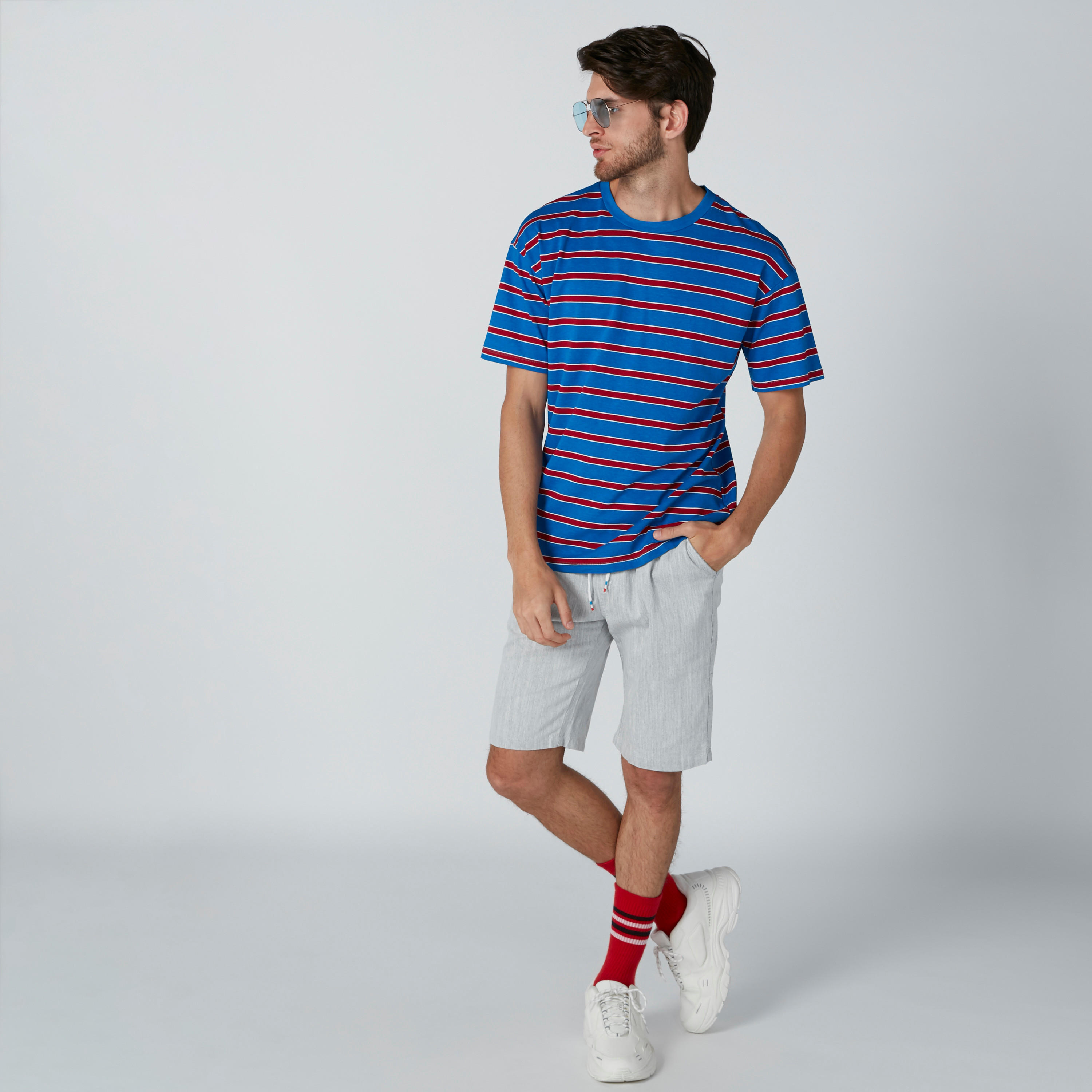 Striped Round Neck T-Shirt with Short Sleeves-men-clothing-tshirtsandpolos-tshirts-image-3