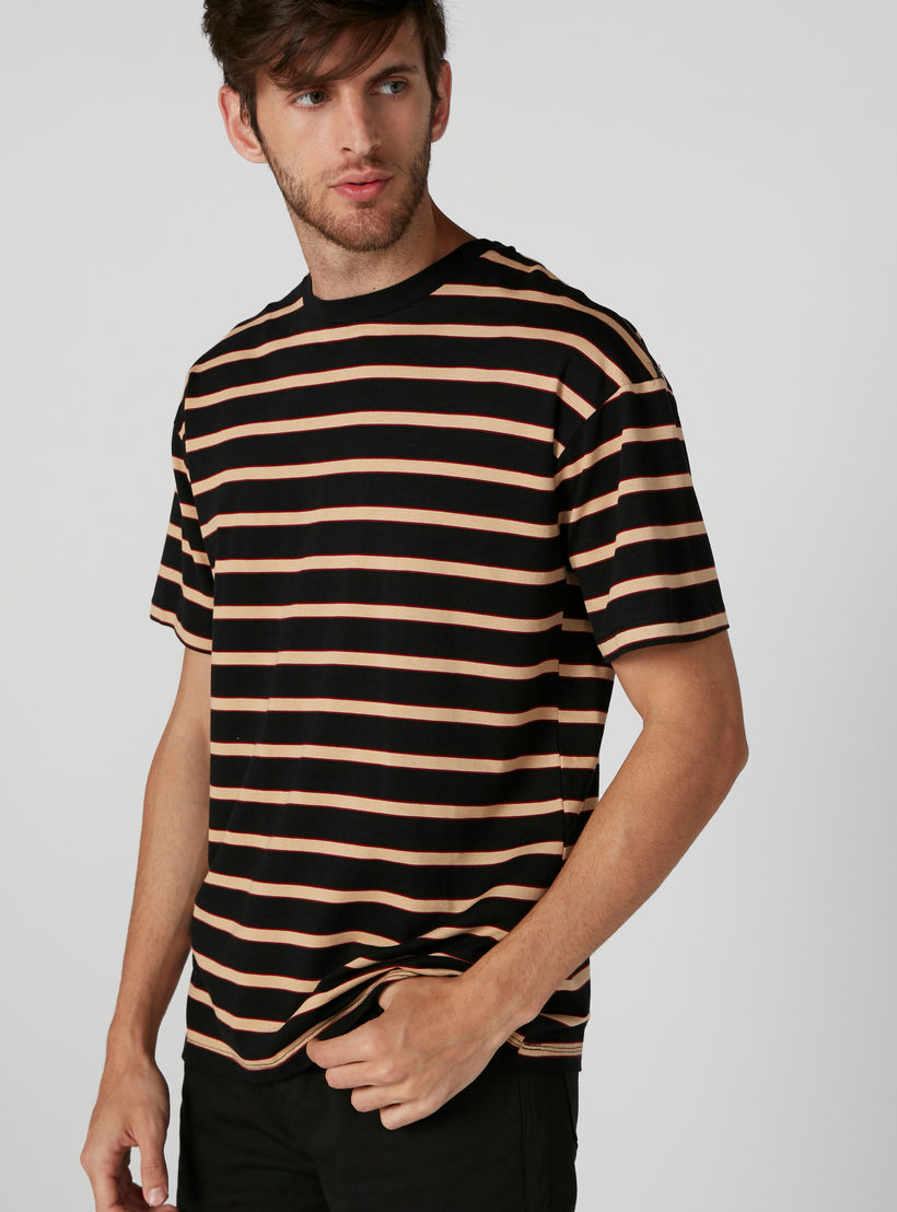 Striped Round Neck T-Shirt with Short Sleeves-men-clothing-tshirtsandpolos-tshirts-image-1