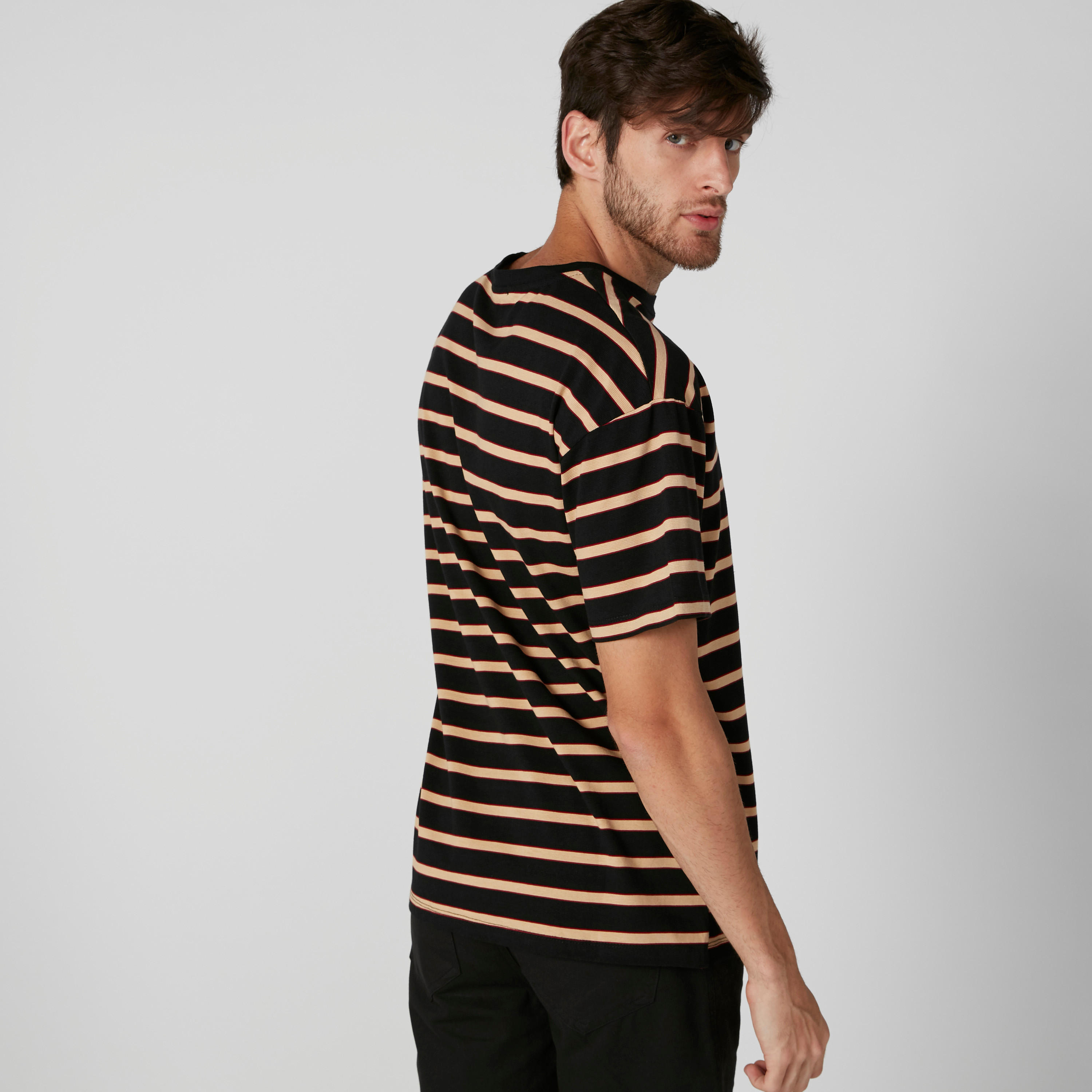 Striped Round Neck T-Shirt with Short Sleeves-men-clothing-tshirtsandpolos-tshirts-image-2