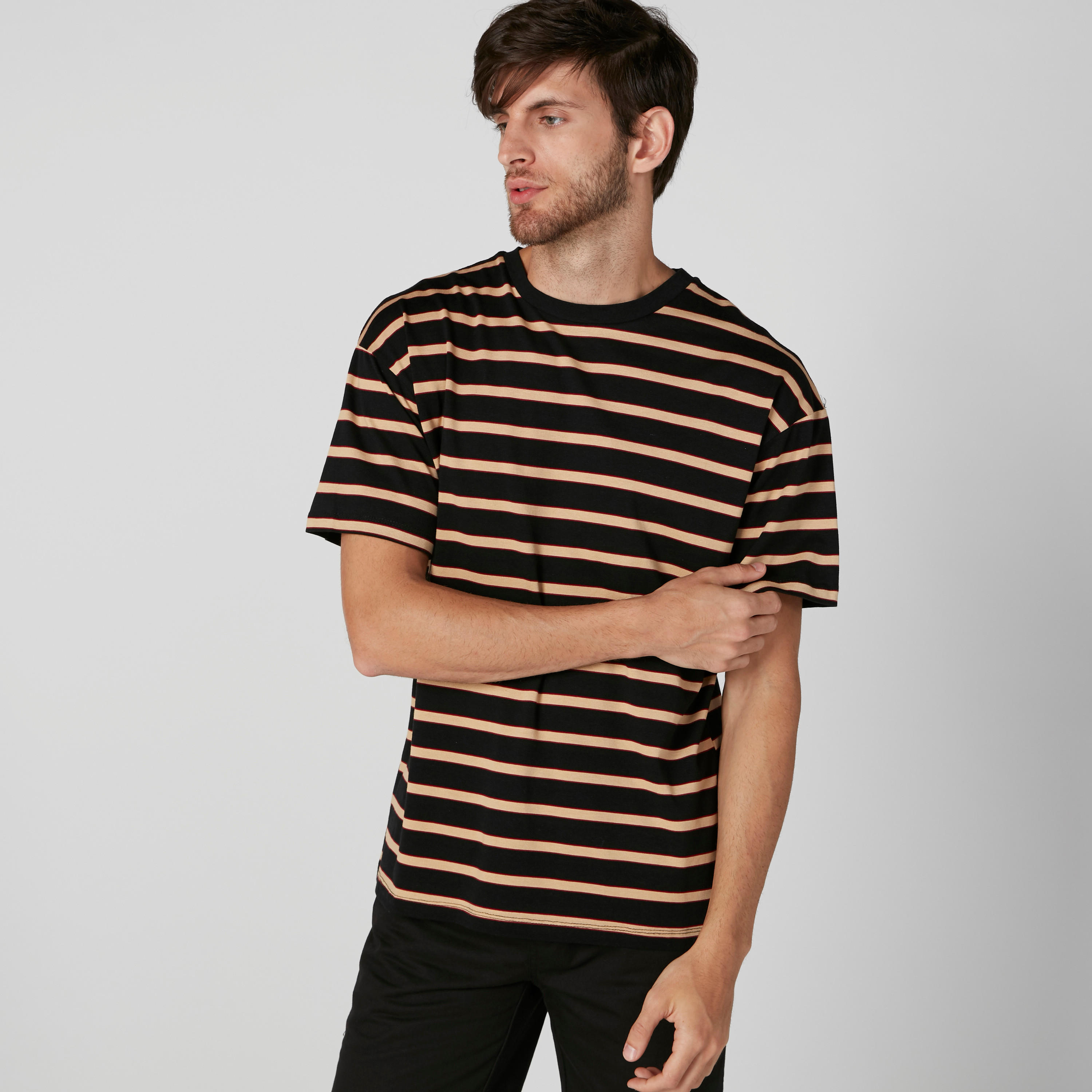 Striped Round Neck T-Shirt with Short Sleeves-men-clothing-tshirtsandpolos-tshirts-image-4