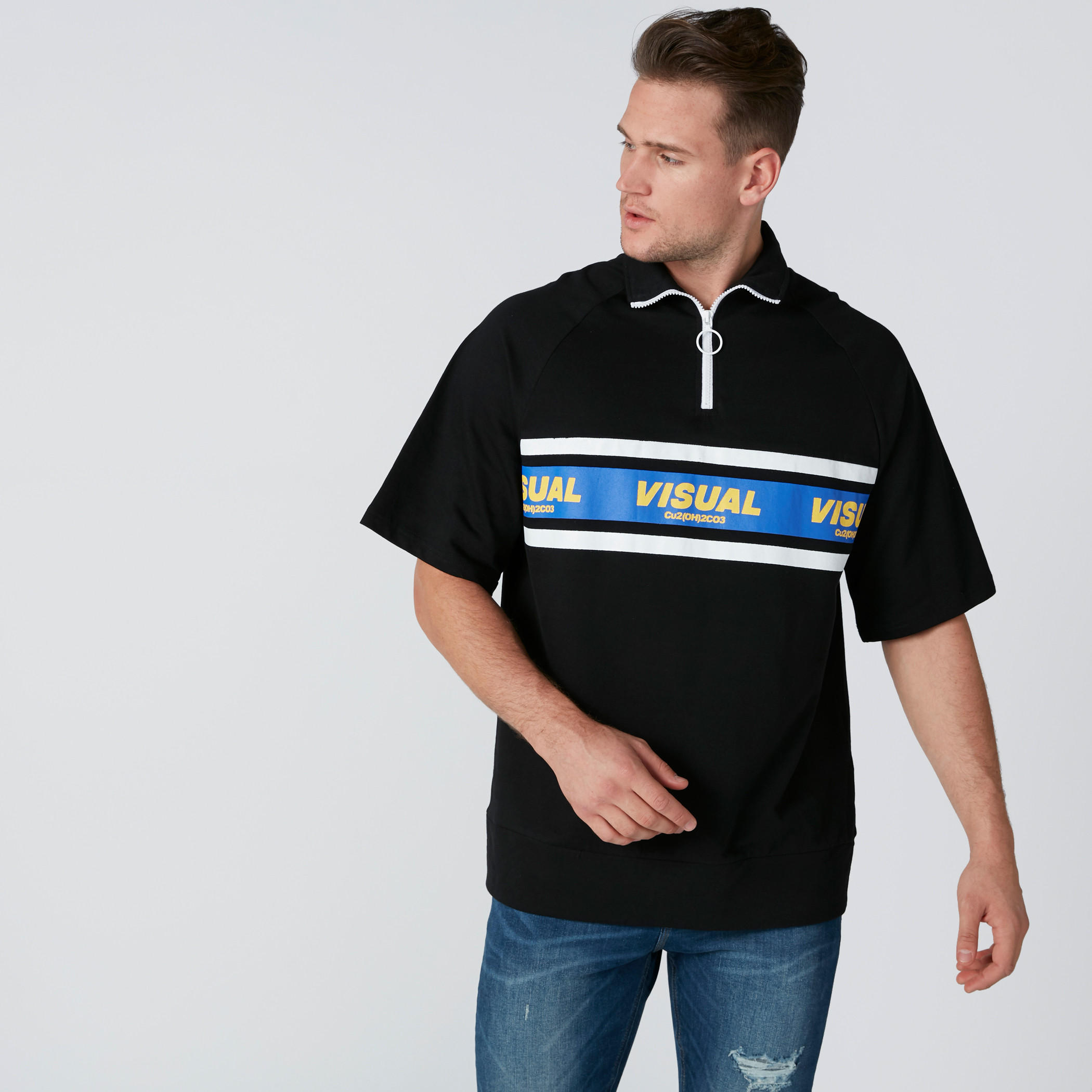 تيشيرت بياقة بولو وأكمام قصيرة وسحّاب-men-clothing-tshirtsandpolos-polos-image-3
