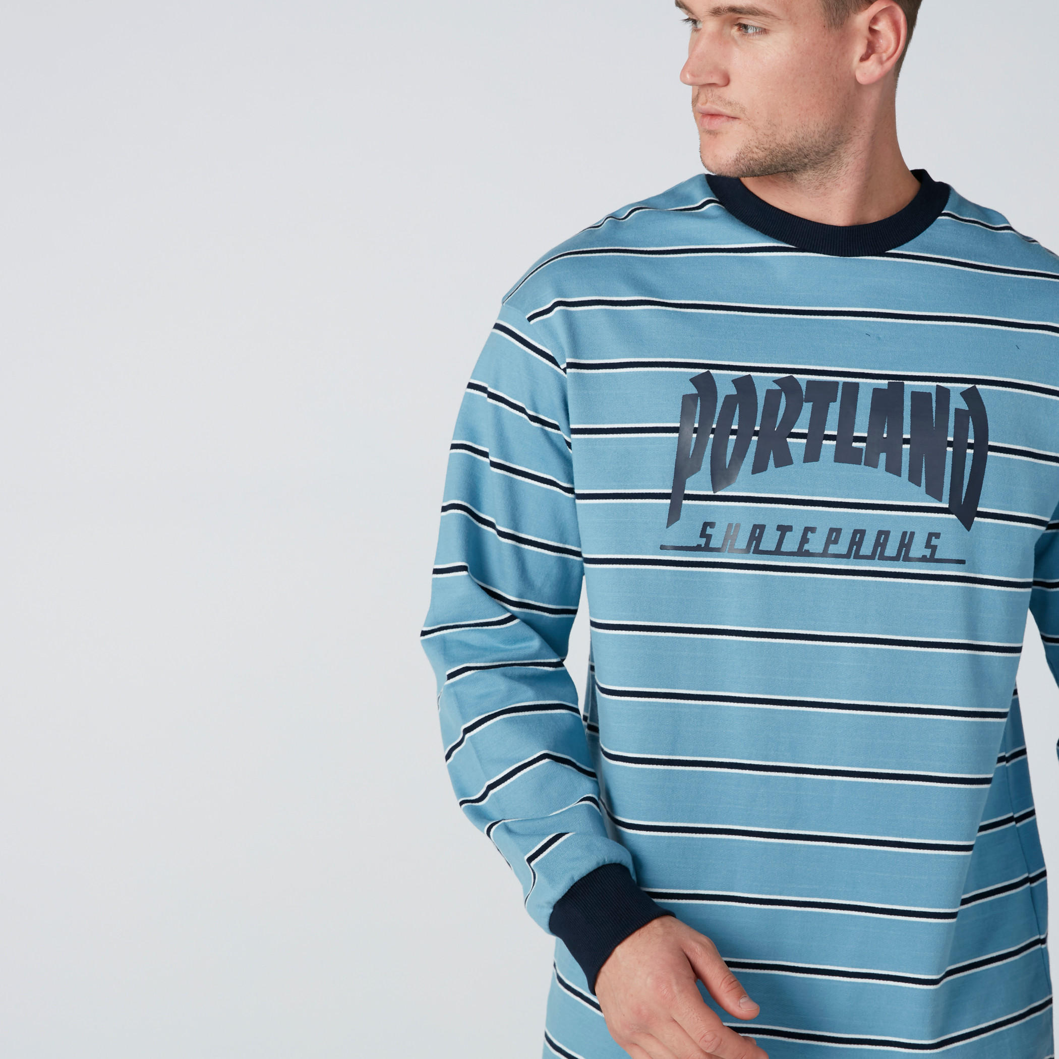 Striped Round Neck Sweatshirt with Long Sleeves-men-winterwear-hoodiesandsweatshirts-image-4