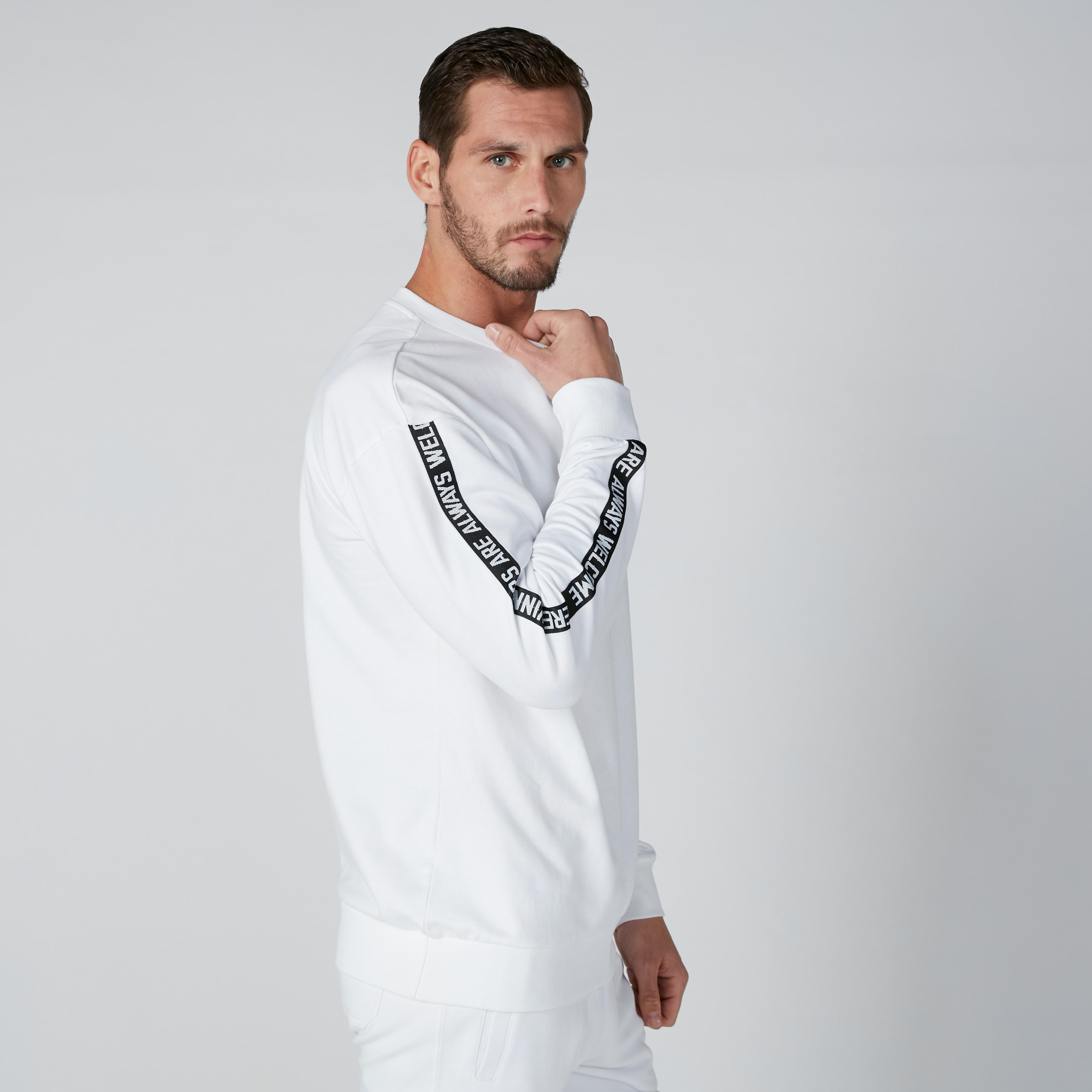 Printed Sweatshirt with Tape Detail and Long Sleeves-men-winterwear-hoodiesandsweatshirts-image-4