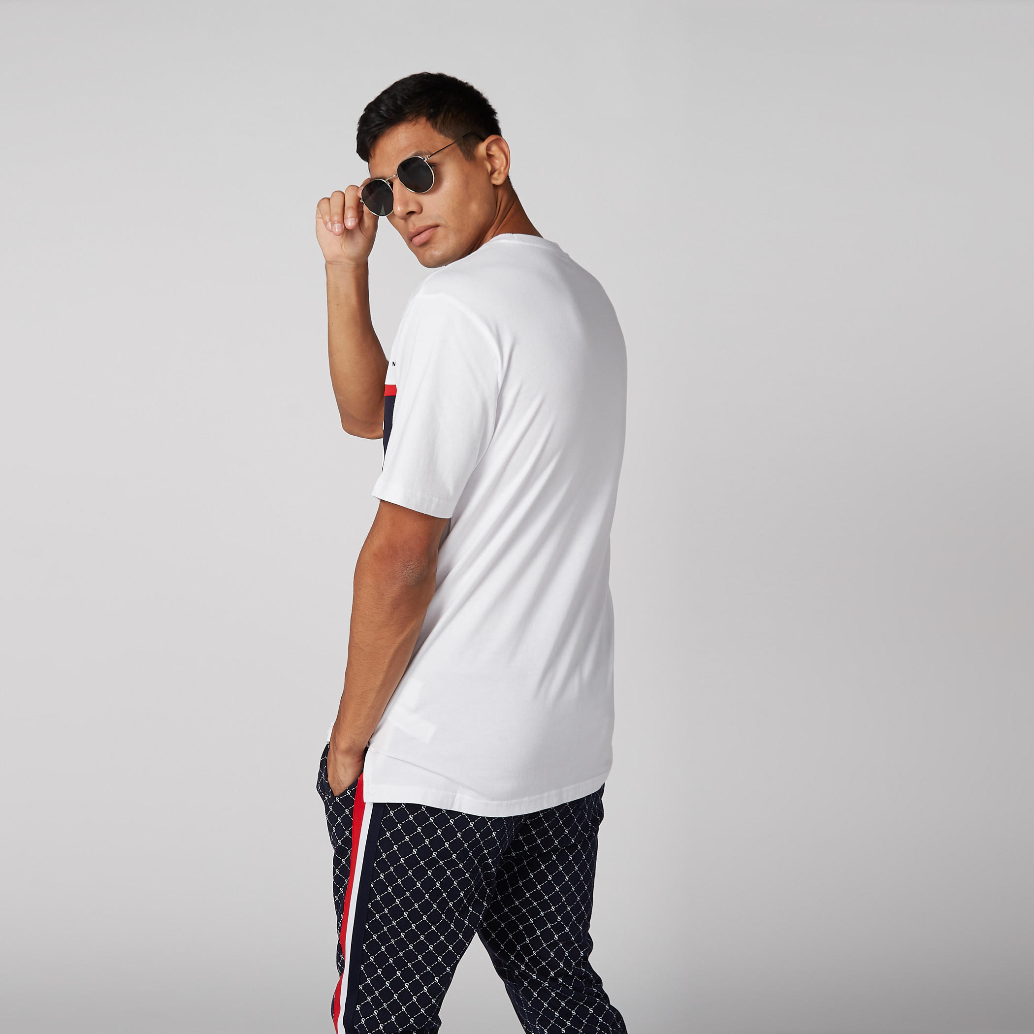 Panel Printed T-Shirt with Round Neck and Short Sleeves-men-clothing-tshirtsandpolos-tshirts-image-4