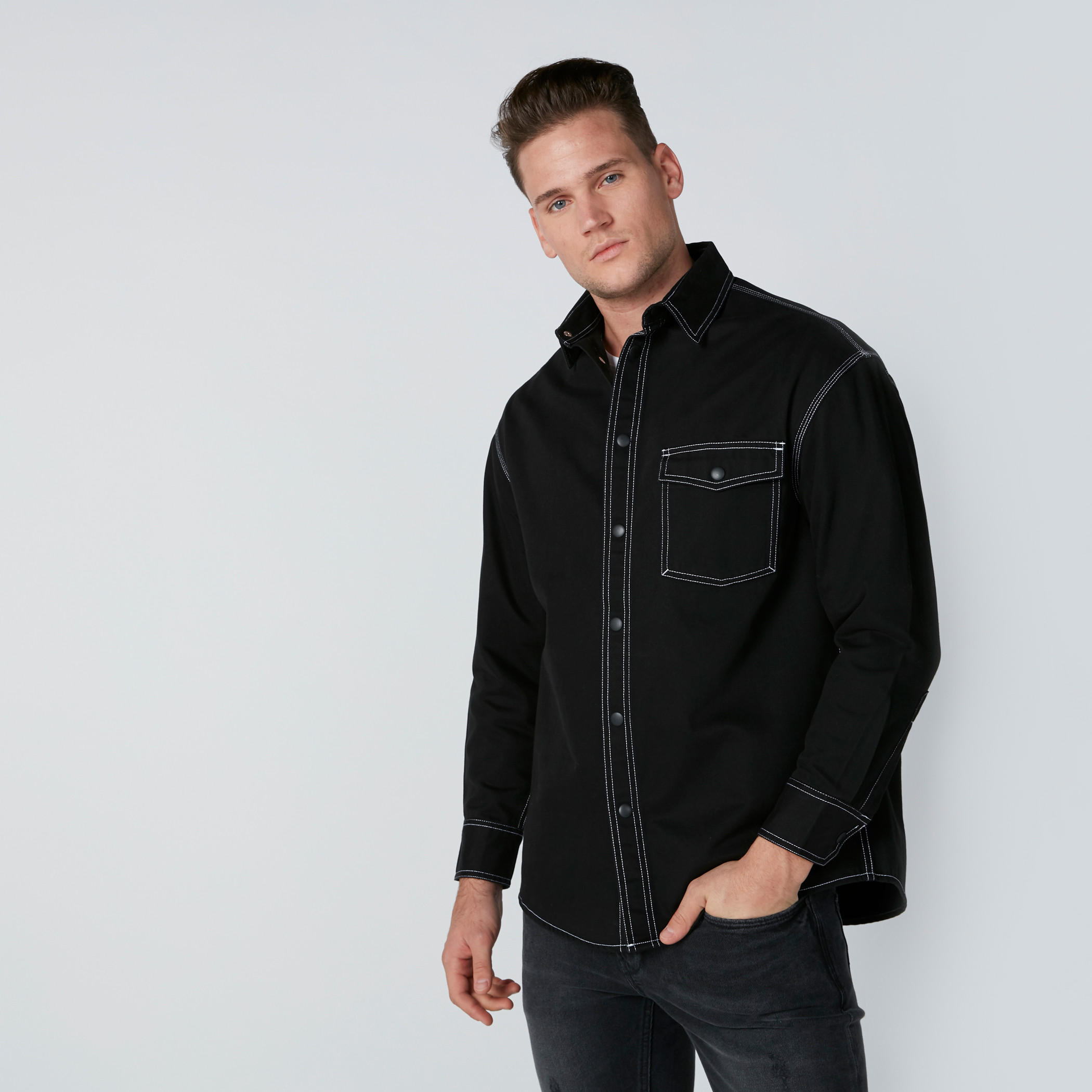 Collared Shirt in Regular Fit with Long Sleeves-men-clothing-shirts-image-1