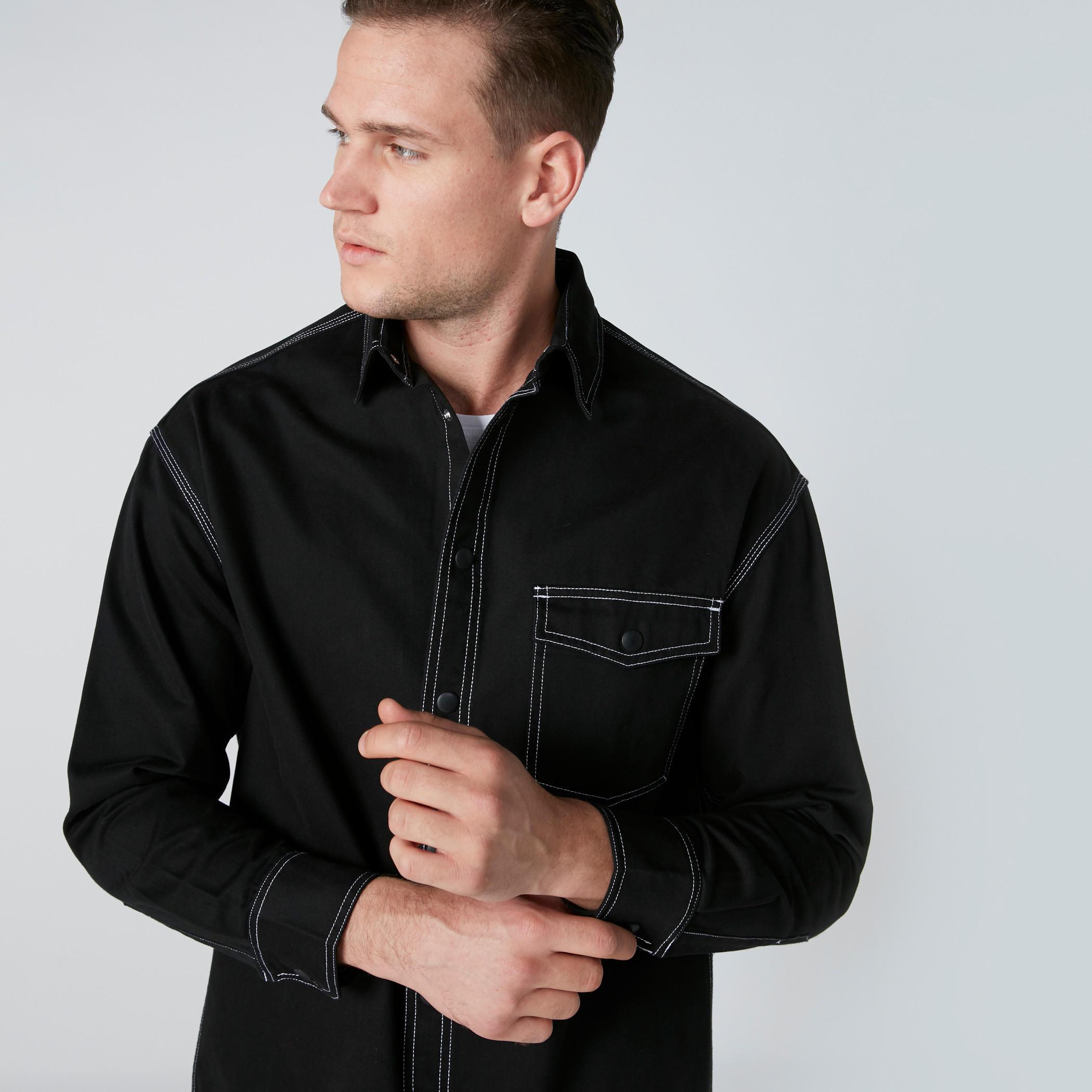 Collared Shirt in Regular Fit with Long Sleeves-men-clothing-shirts-image-4