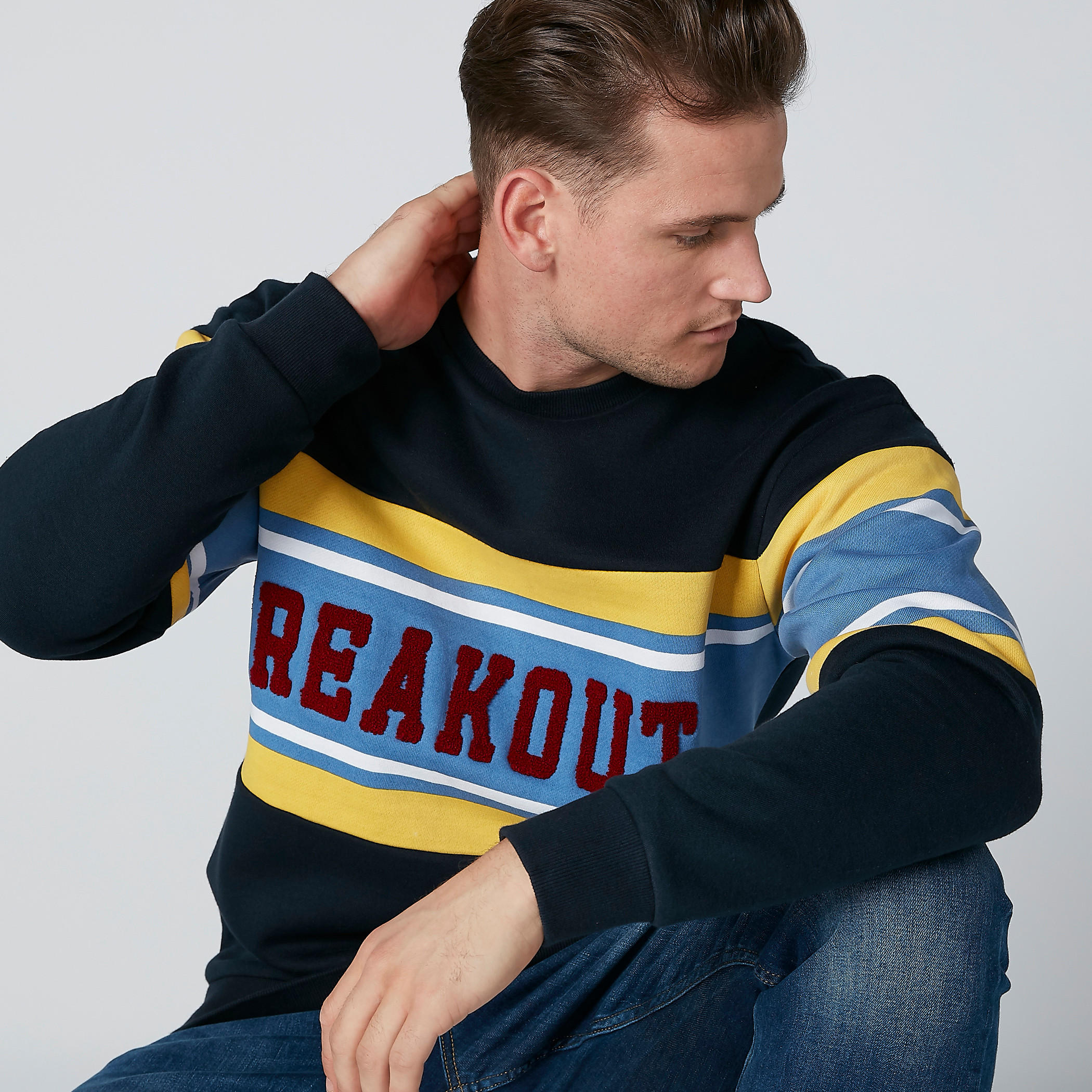 Embroidered Sweatshirt with Round Neck and Long Sleeves-men-winterwear-hoodiesandsweatshirts-image-1