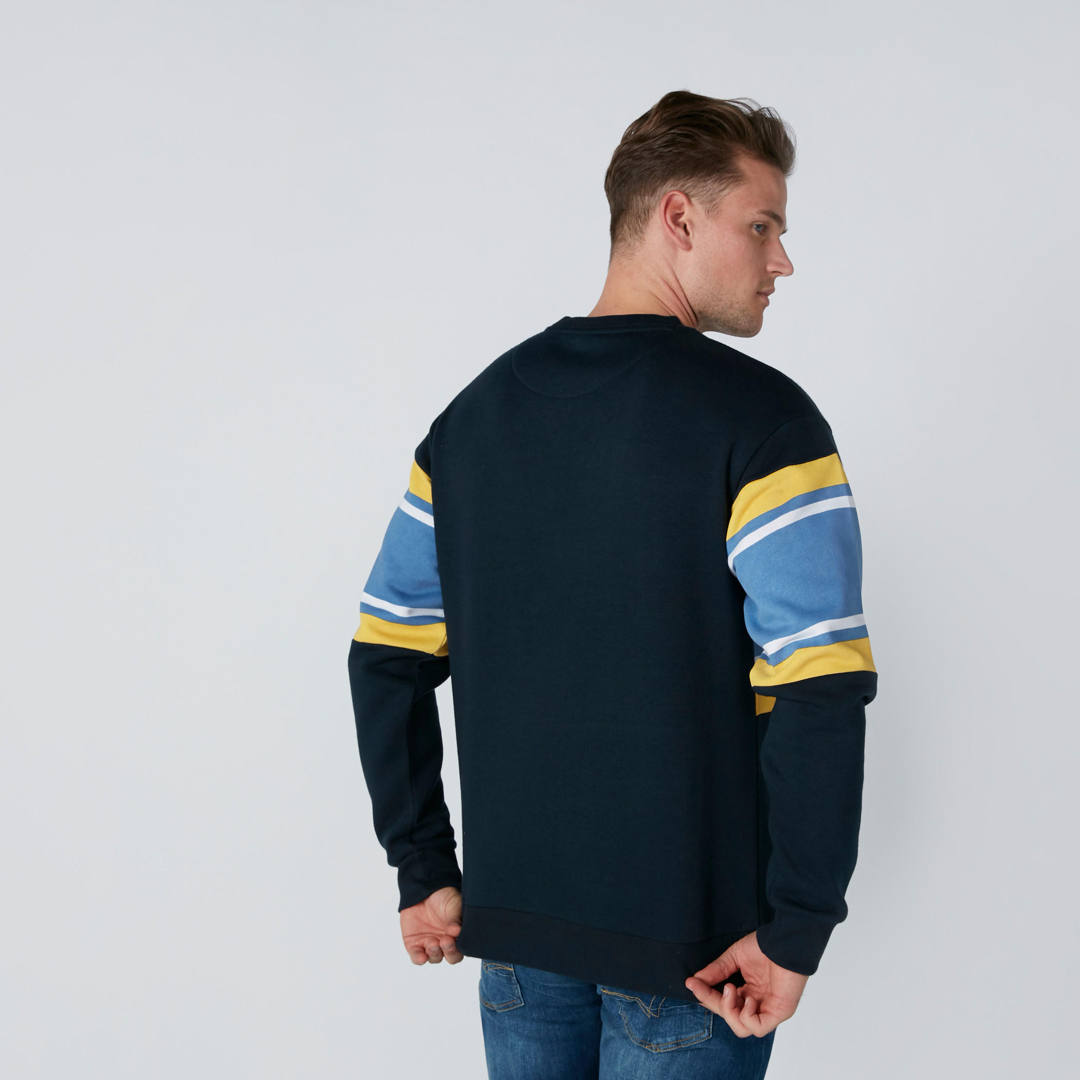 Embroidered Sweatshirt with Round Neck and Long Sleeves-men-winterwear-hoodiesandsweatshirts-image-2