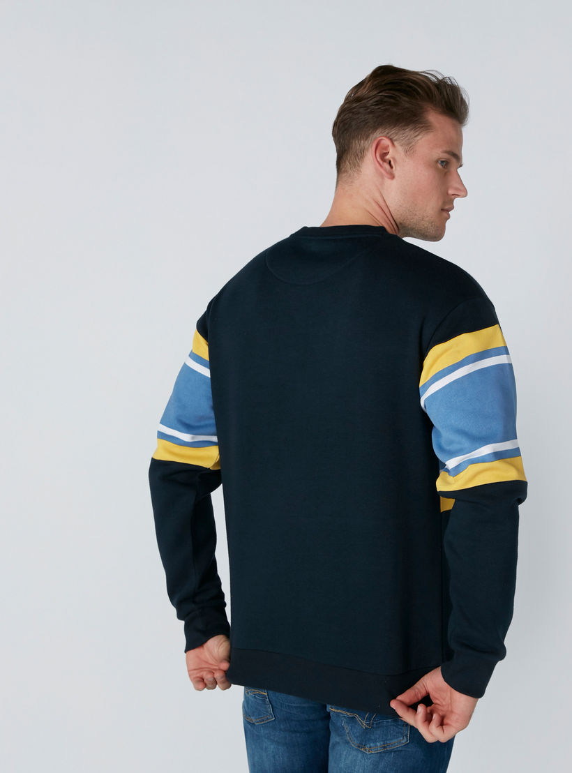Embroidered Sweatshirt with Round Neck and Long Sleeves-men-winterwear-hoodiesandsweatshirts-image-2