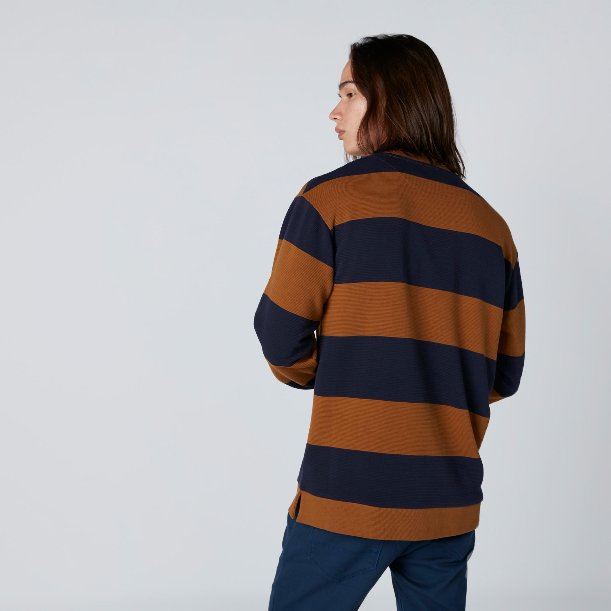 Striped Sweater with Round Neck and Long Sleeves-men-winterwear-hoodiesandsweatshirts-image-2