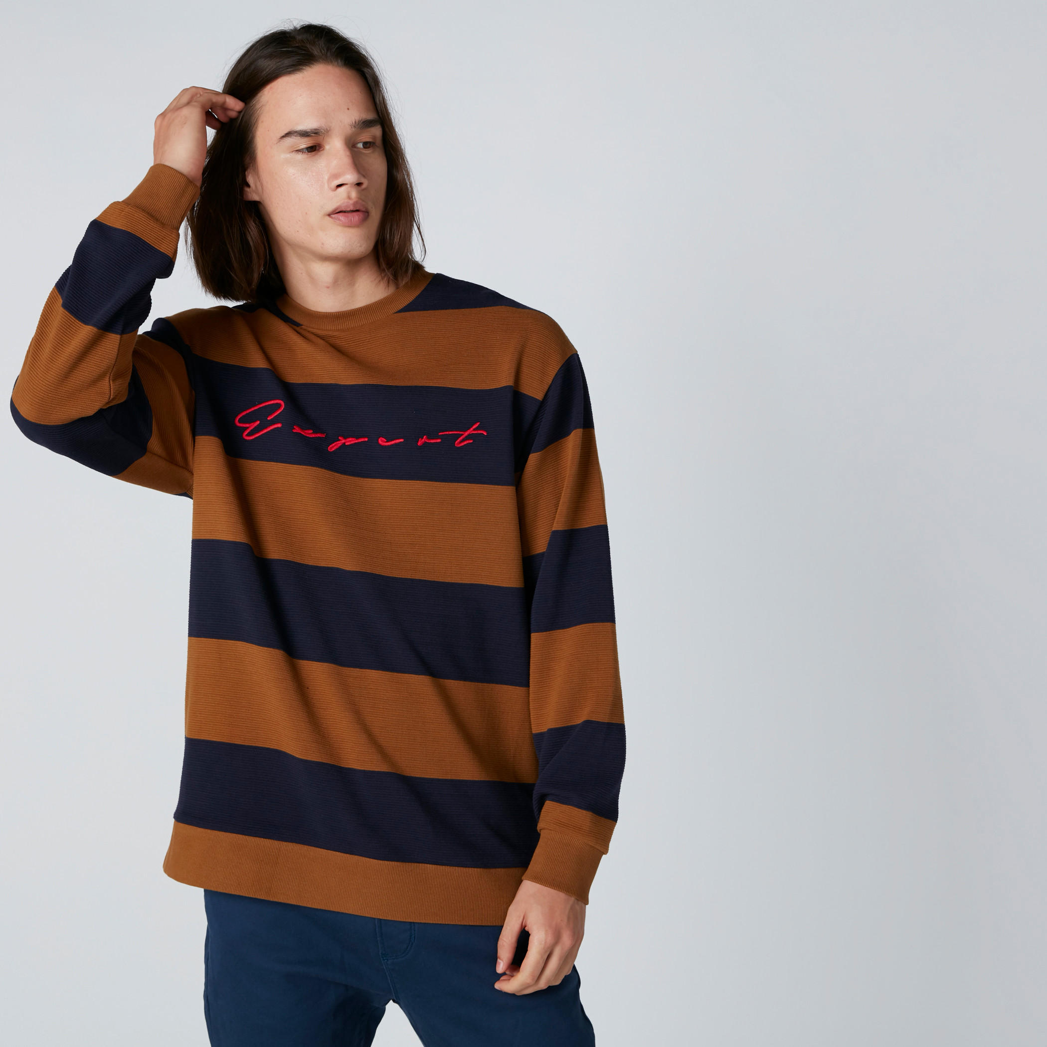 Striped Sweater with Round Neck and Long Sleeves-men-winterwear-hoodiesandsweatshirts-image-3