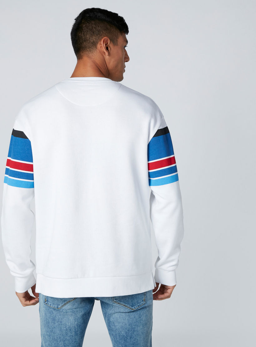 Printed T-Shirt with Cuffed Sleeves and Side Slits-men-winterwear-hoodiesandsweatshirts-image-2