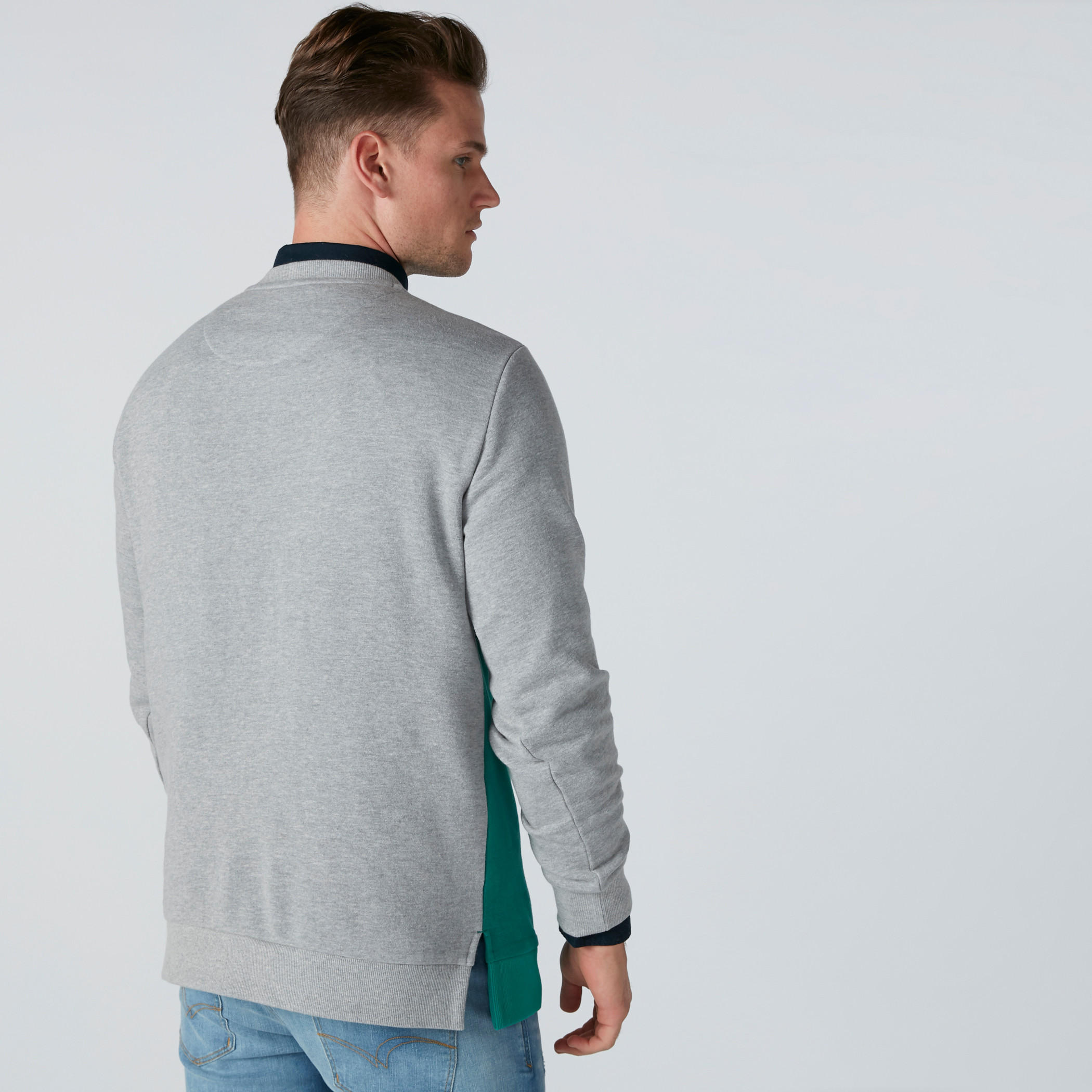 Printed Sweatshirt with Cuffed Long Sleeves and Side Slits-men-winterwear-hoodiesandsweatshirts-image-2