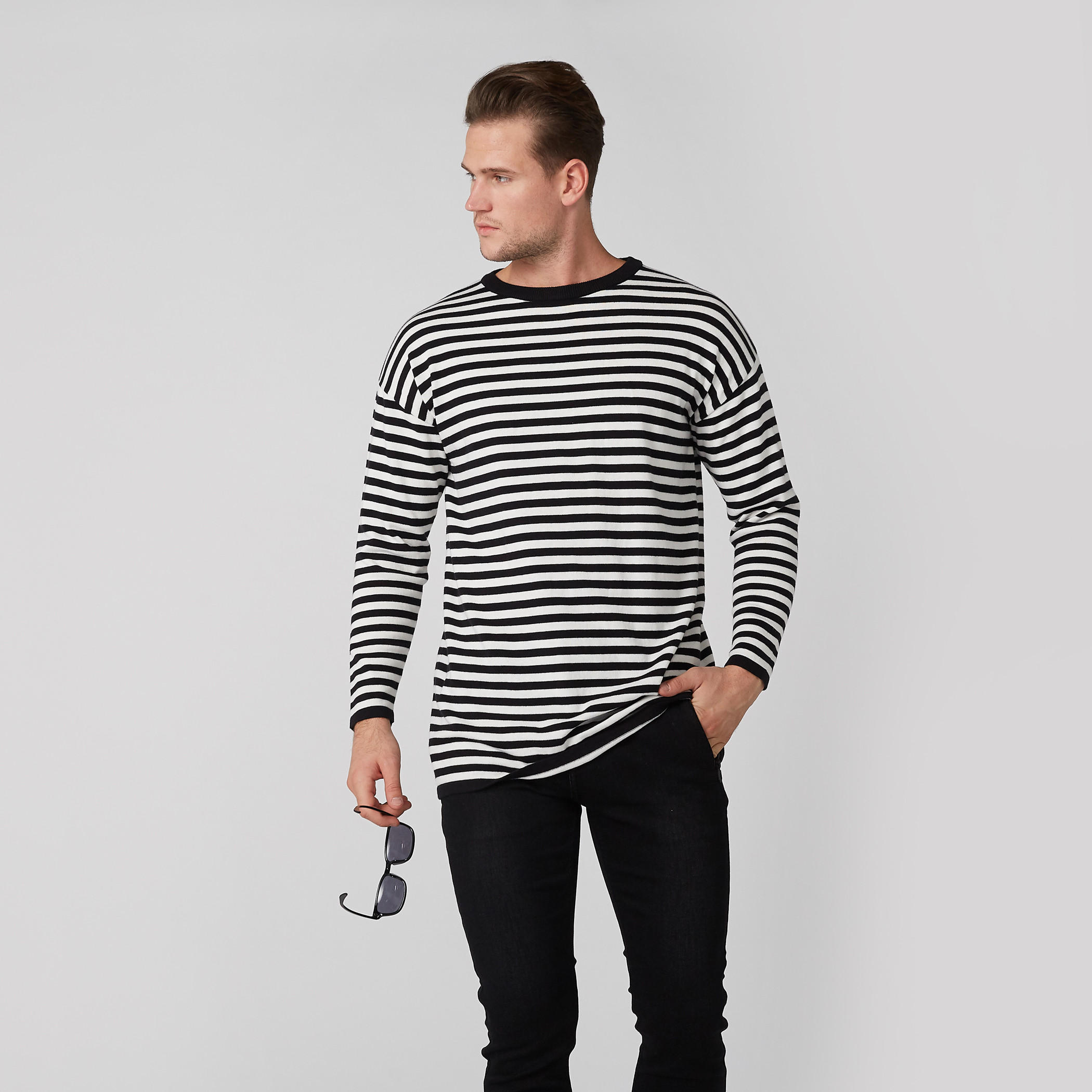 Striped T-Shirt with Round Neck and Long Sleeves-men-clothing-tshirtsandpolos-tshirts-image-2