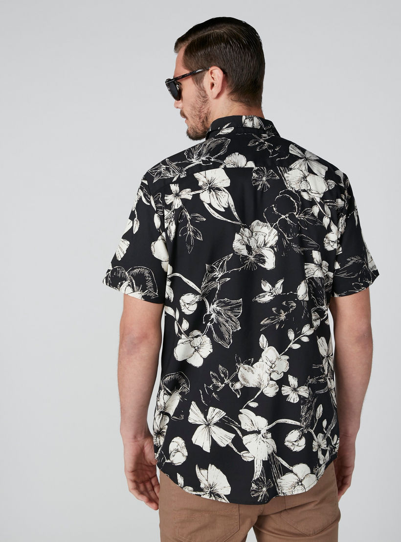 Floral Printed Shirt with Short Sleeves-men-clothing-shirts-image-2