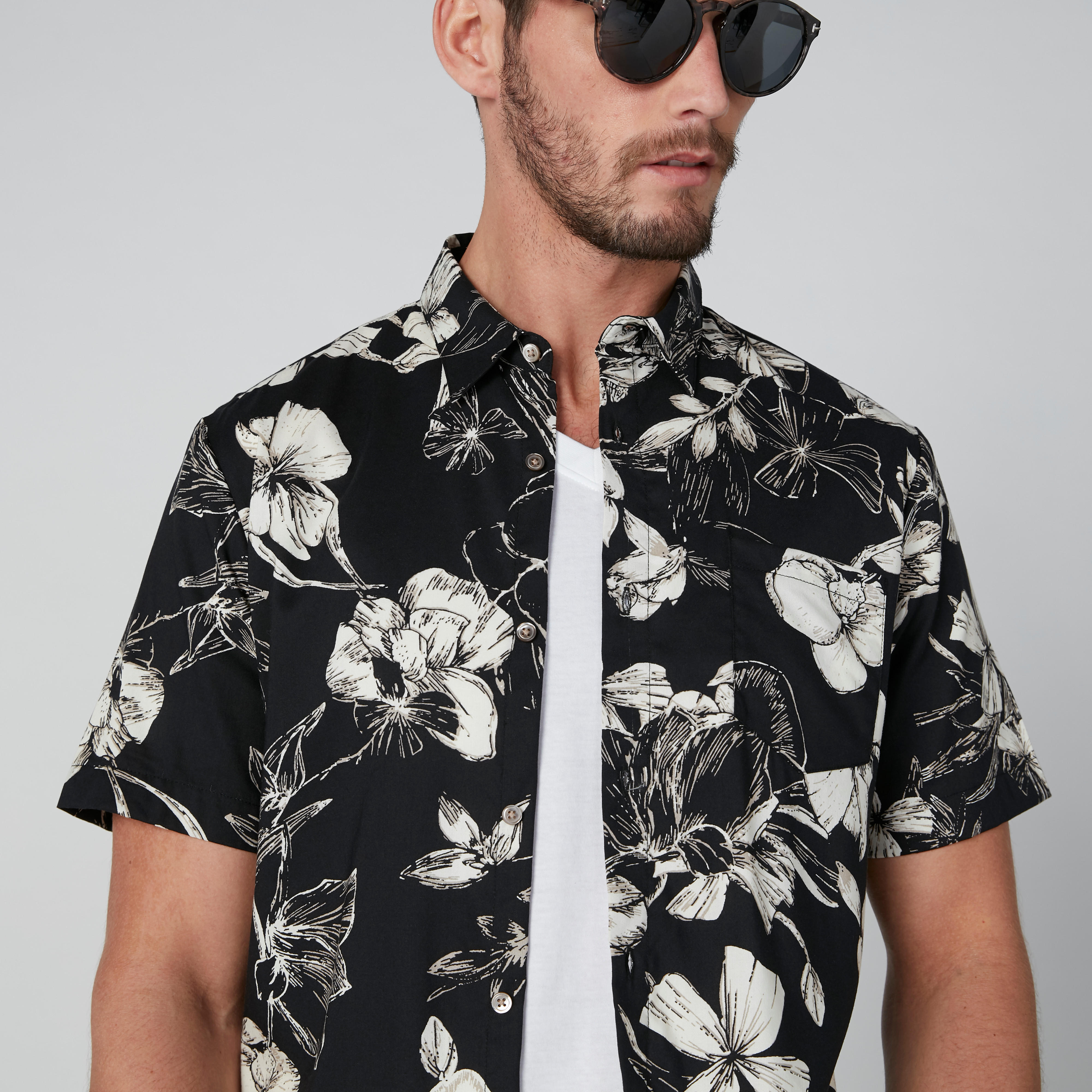Floral Printed Shirt with Short Sleeves-men-clothing-shirts-image-4