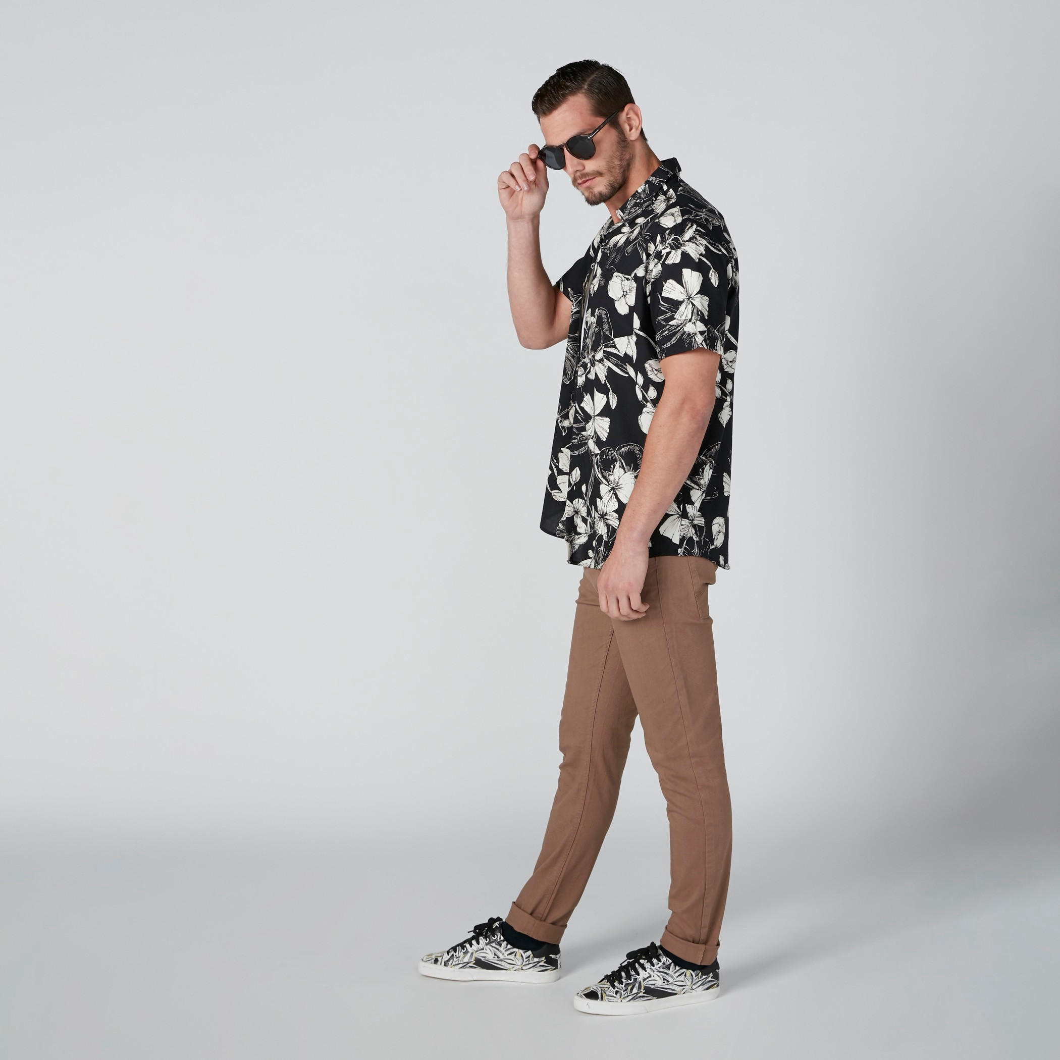 Floral Printed Shirt with Short Sleeves-men-clothing-shirts-image-5