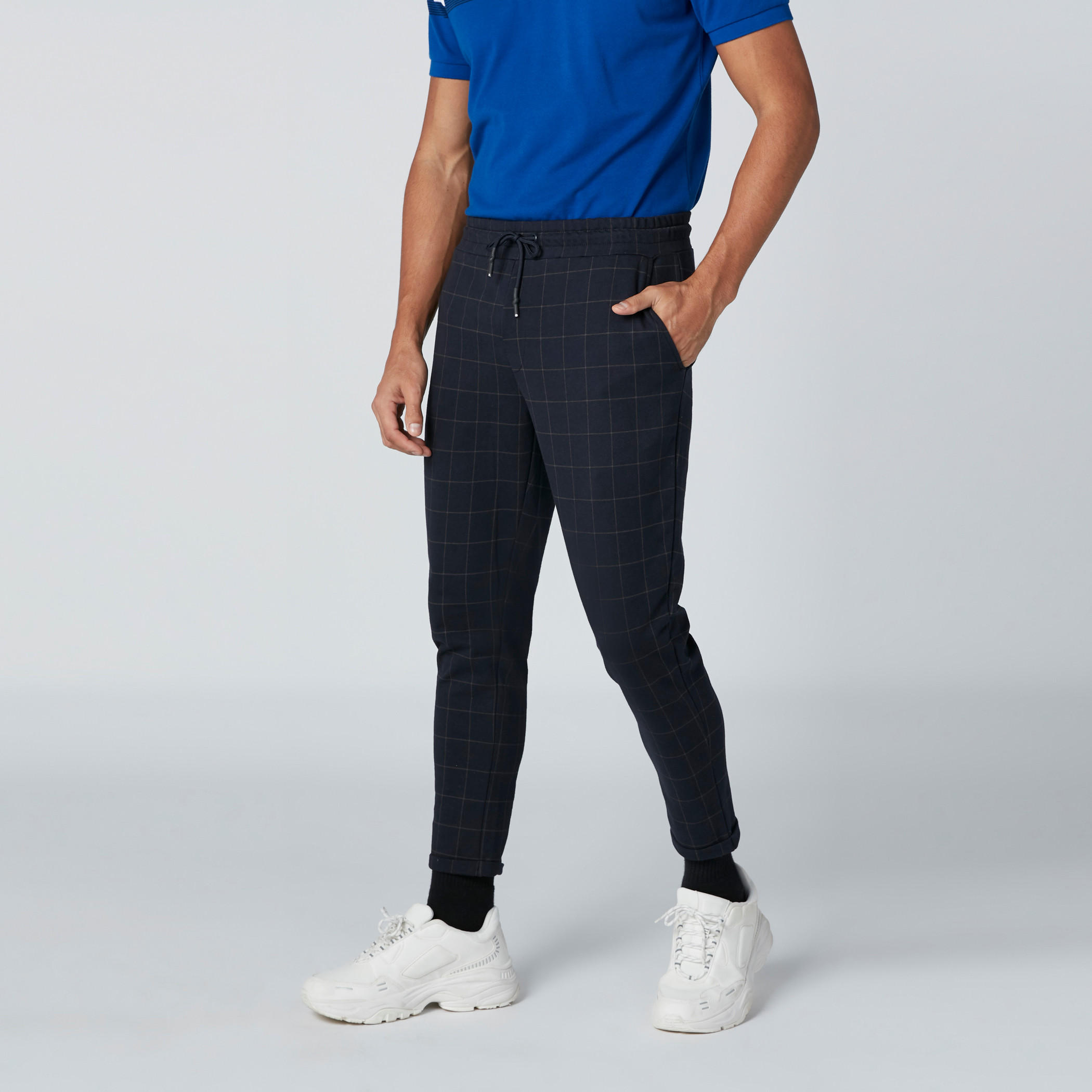 Chequered Pants with Pocket Detail and Drawstring-men-clothing-bottoms-trousersandchinos-trousers-image-1
