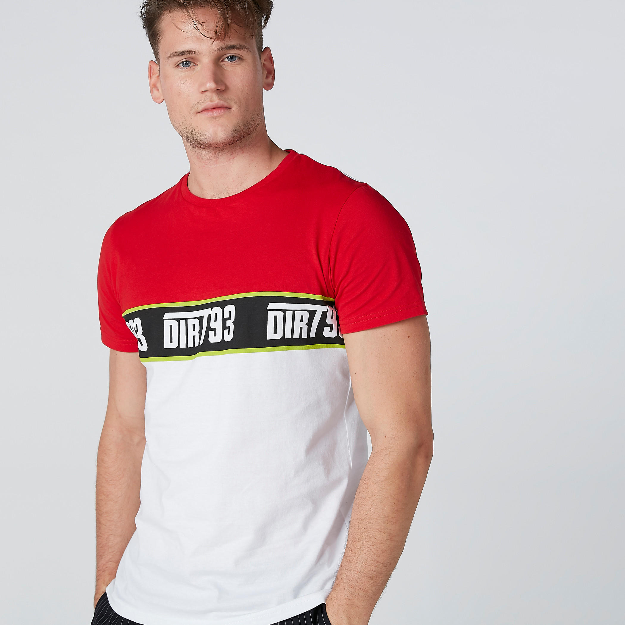 Panel Printed T-Shirt with Round Neck and Short Sleeves-men-clothing-tshirtsandpolos-tshirts-image-1