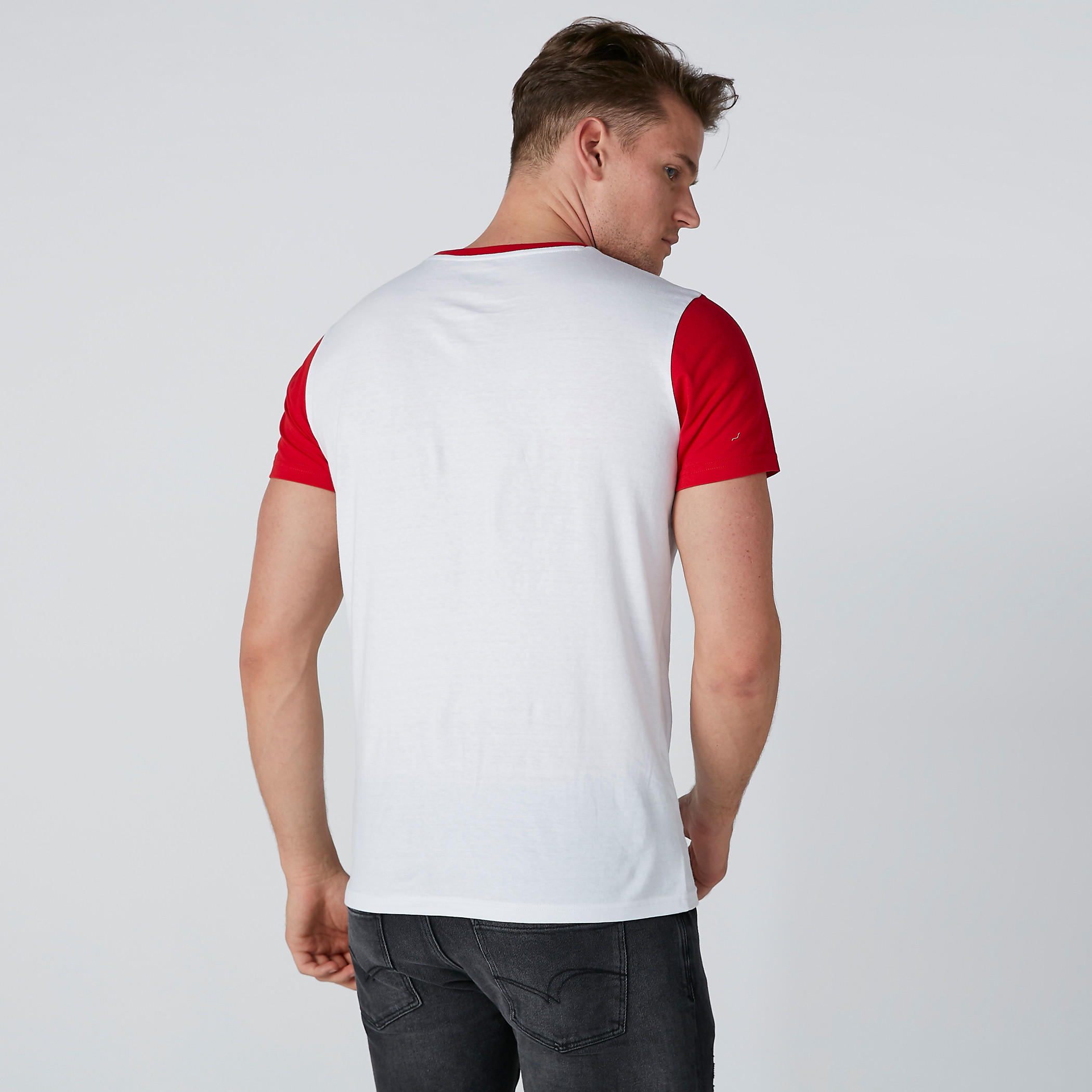 Panel Printed T-Shirt with Round Neck and Short Sleeves-men-clothing-tshirtsandpolos-tshirts-image-2
