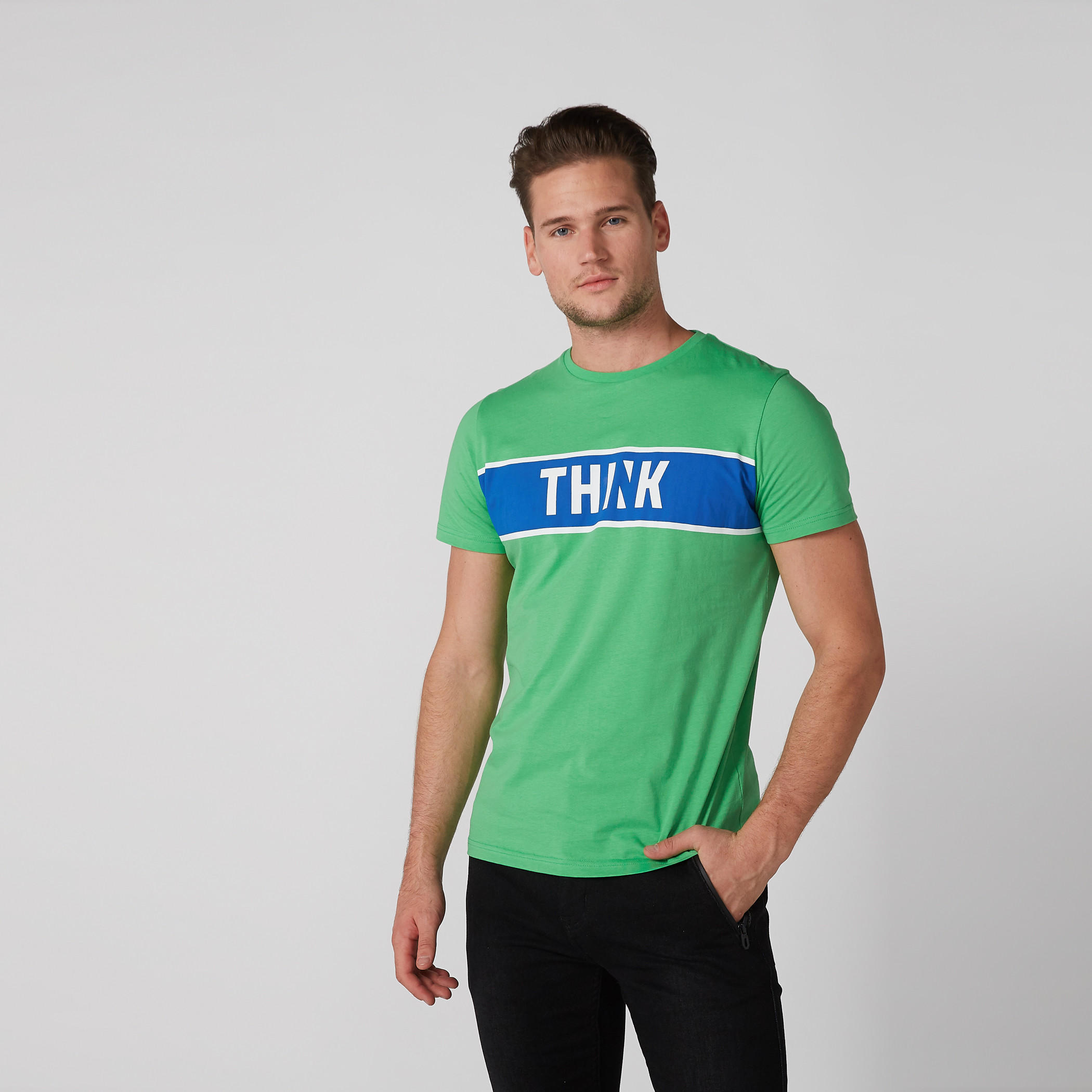 Text Printed T-Shirt with Short Sleeves-men-clothing-tshirtsandpolos-tshirts-image-1