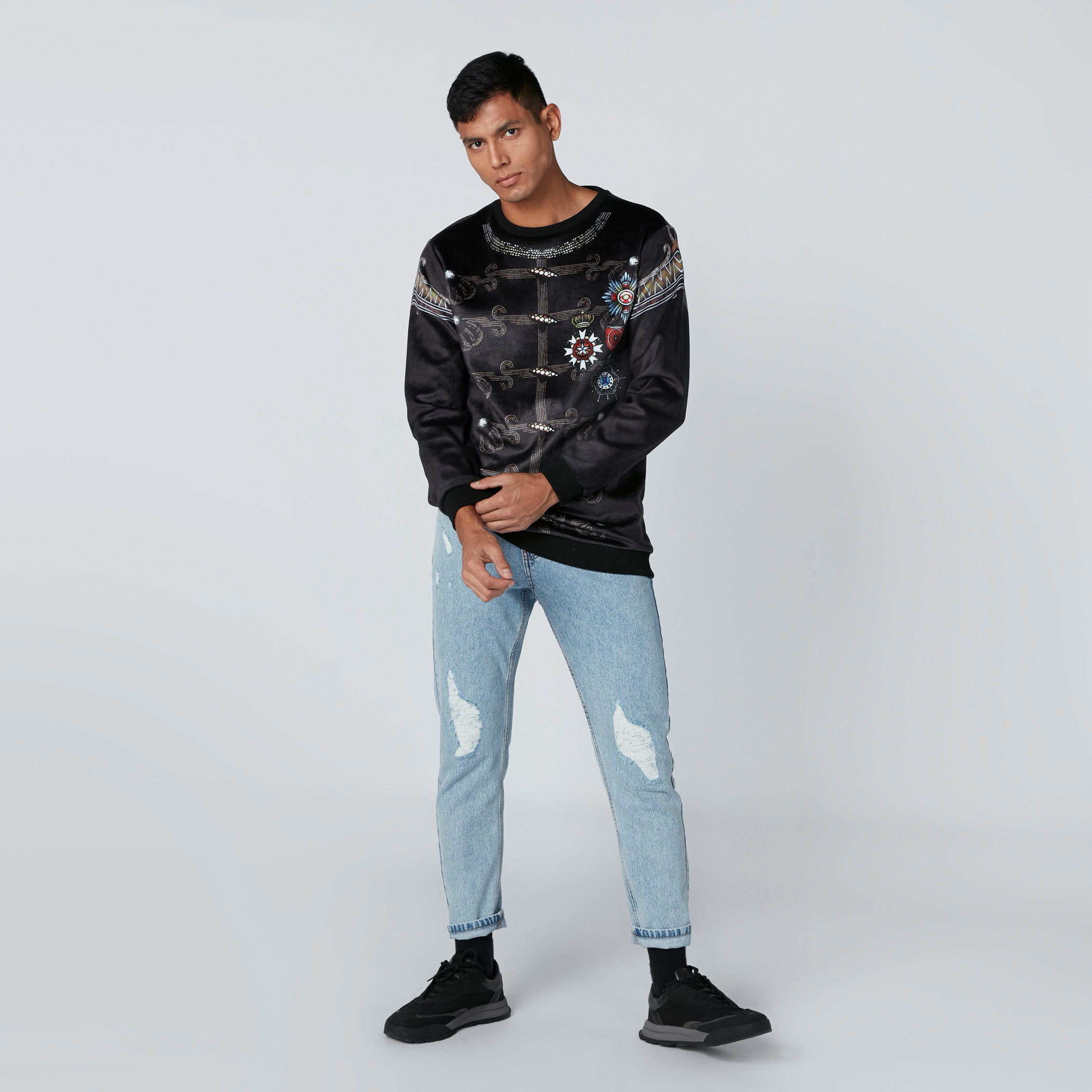 Printed Sweatshirt with Round Neck and Long Sleeves-men-winterwear-hoodiesandsweatshirts-image-3