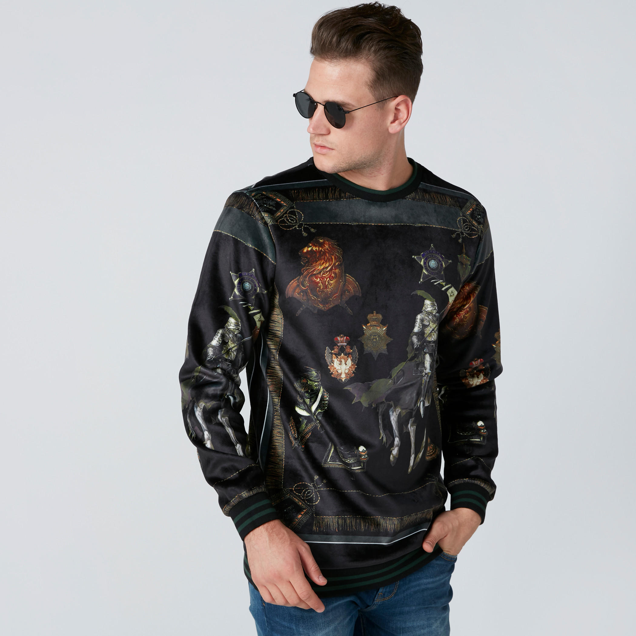 Printed Sweatshirt with Round Neck and Long Sleeves-men-winterwear-hoodiesandsweatshirts-image-2