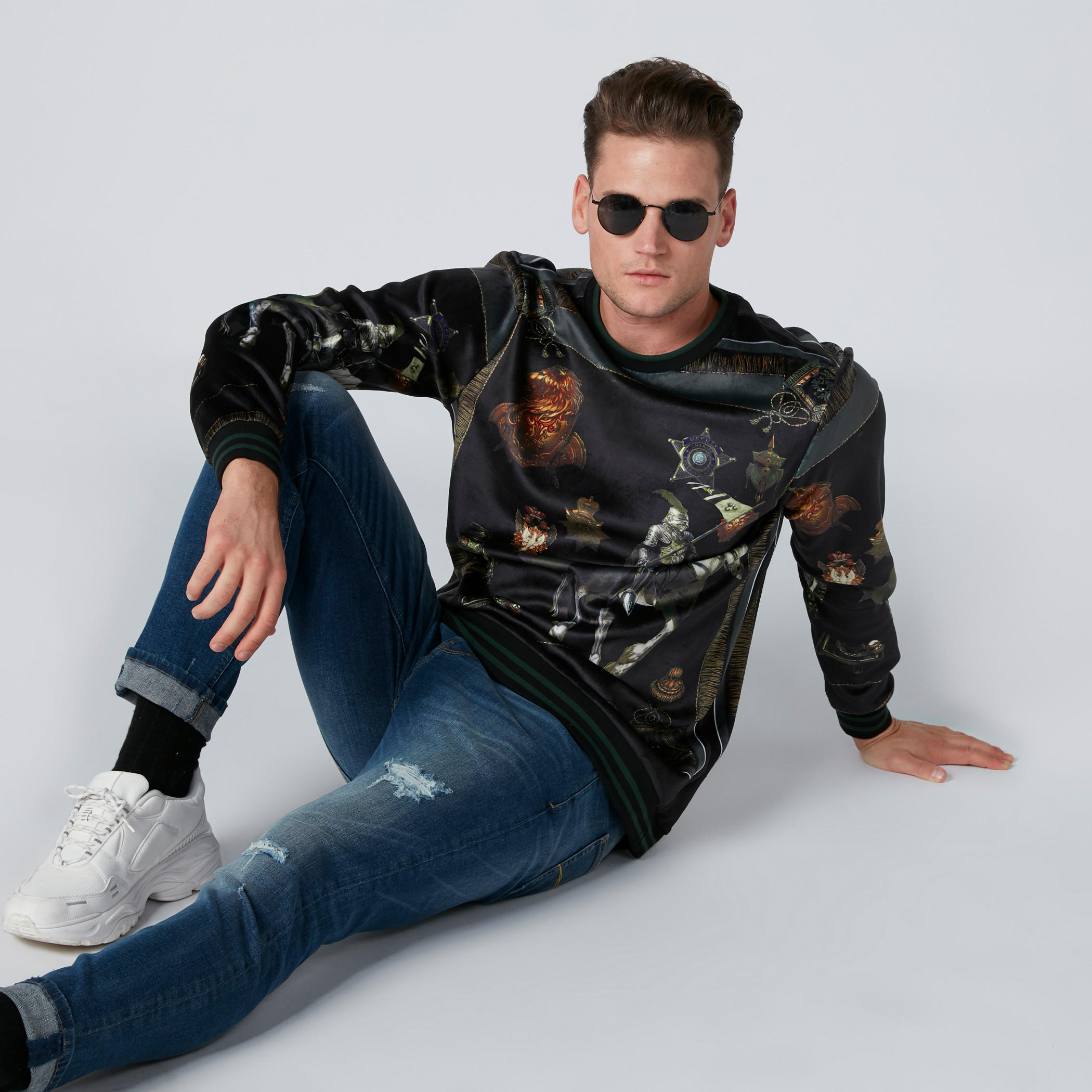 Printed Sweatshirt with Round Neck and Long Sleeves-men-winterwear-hoodiesandsweatshirts-image-3