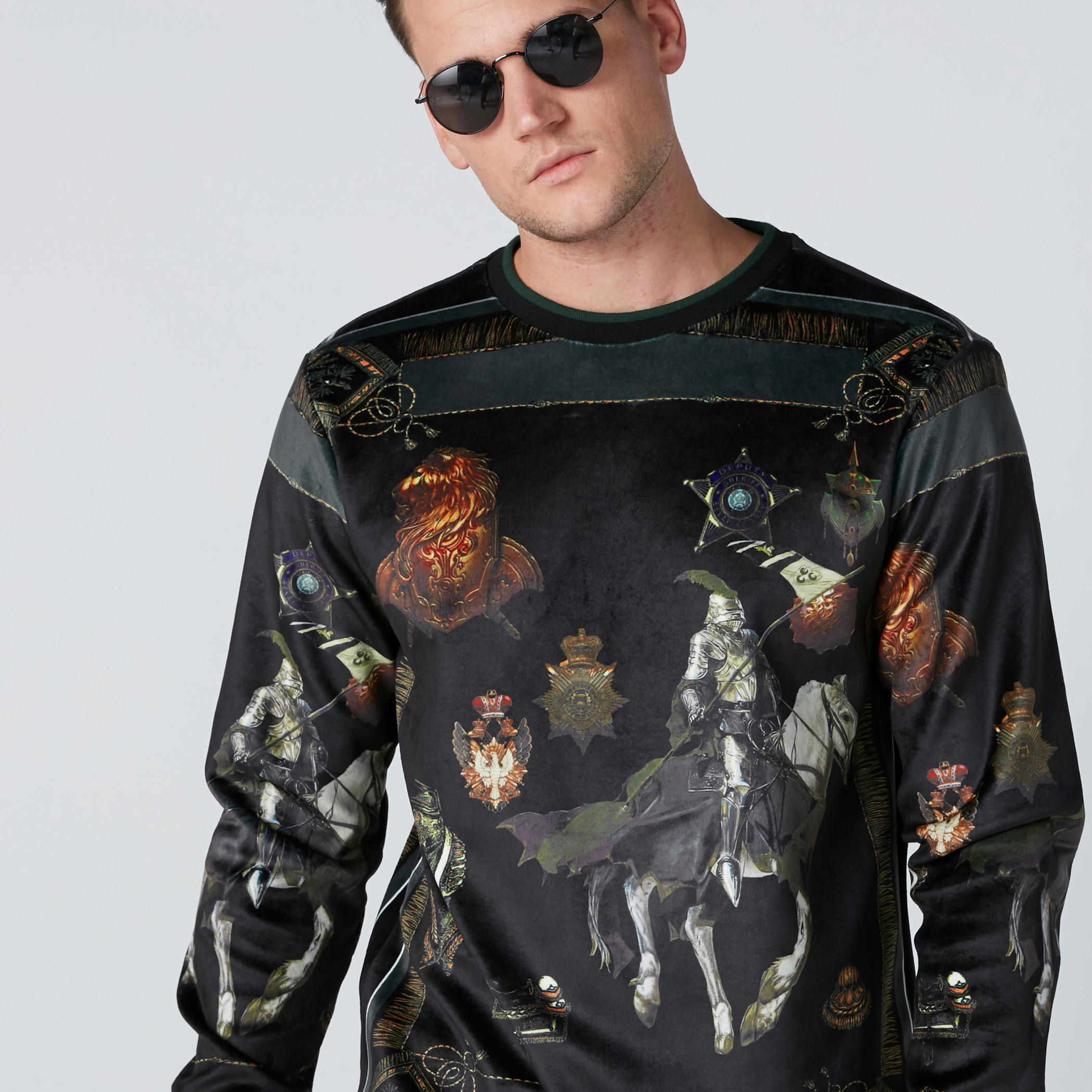 Printed Sweatshirt with Round Neck and Long Sleeves-men-winterwear-hoodiesandsweatshirts-image-4