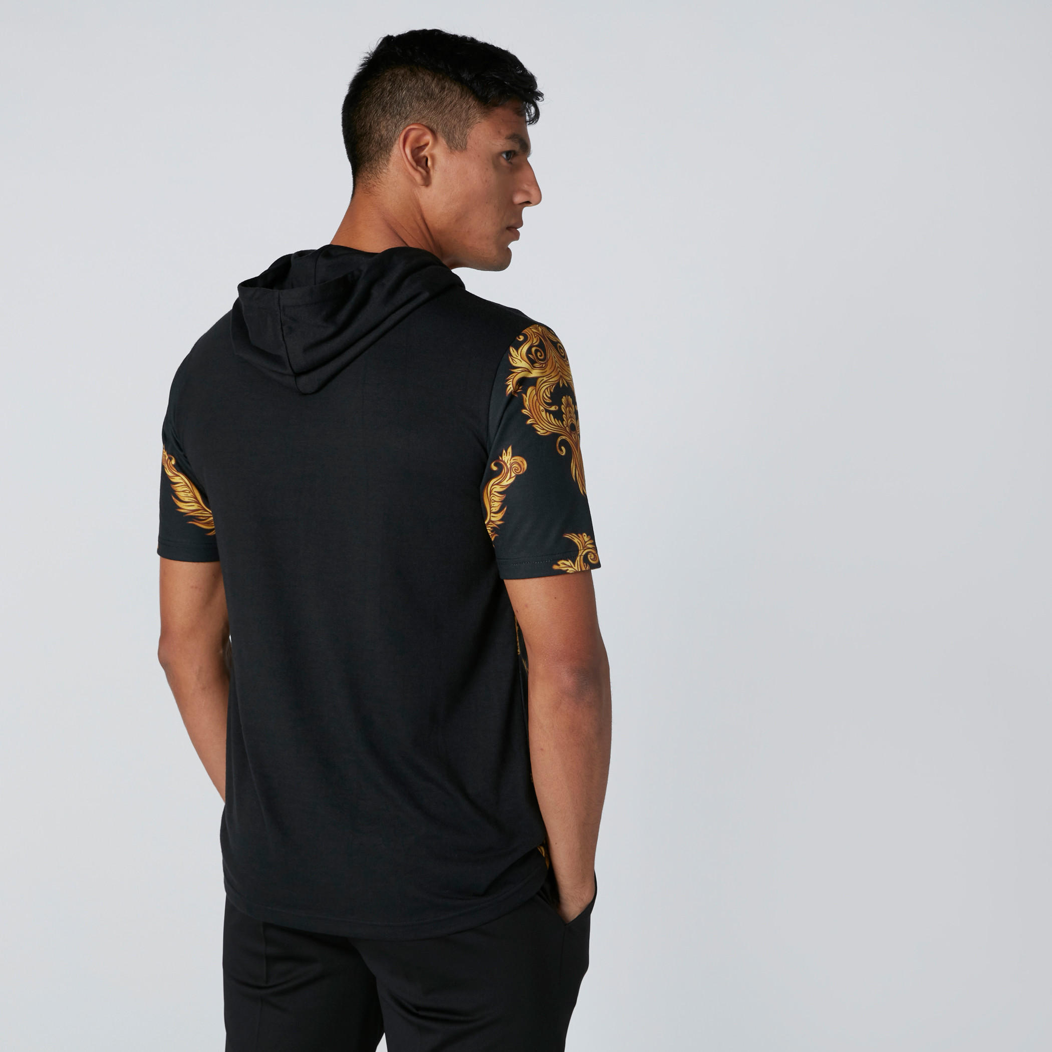 Printed T-Shirt with Hood and Short Sleeves-men-clothing-tshirtsandpolos-tshirts-image-2