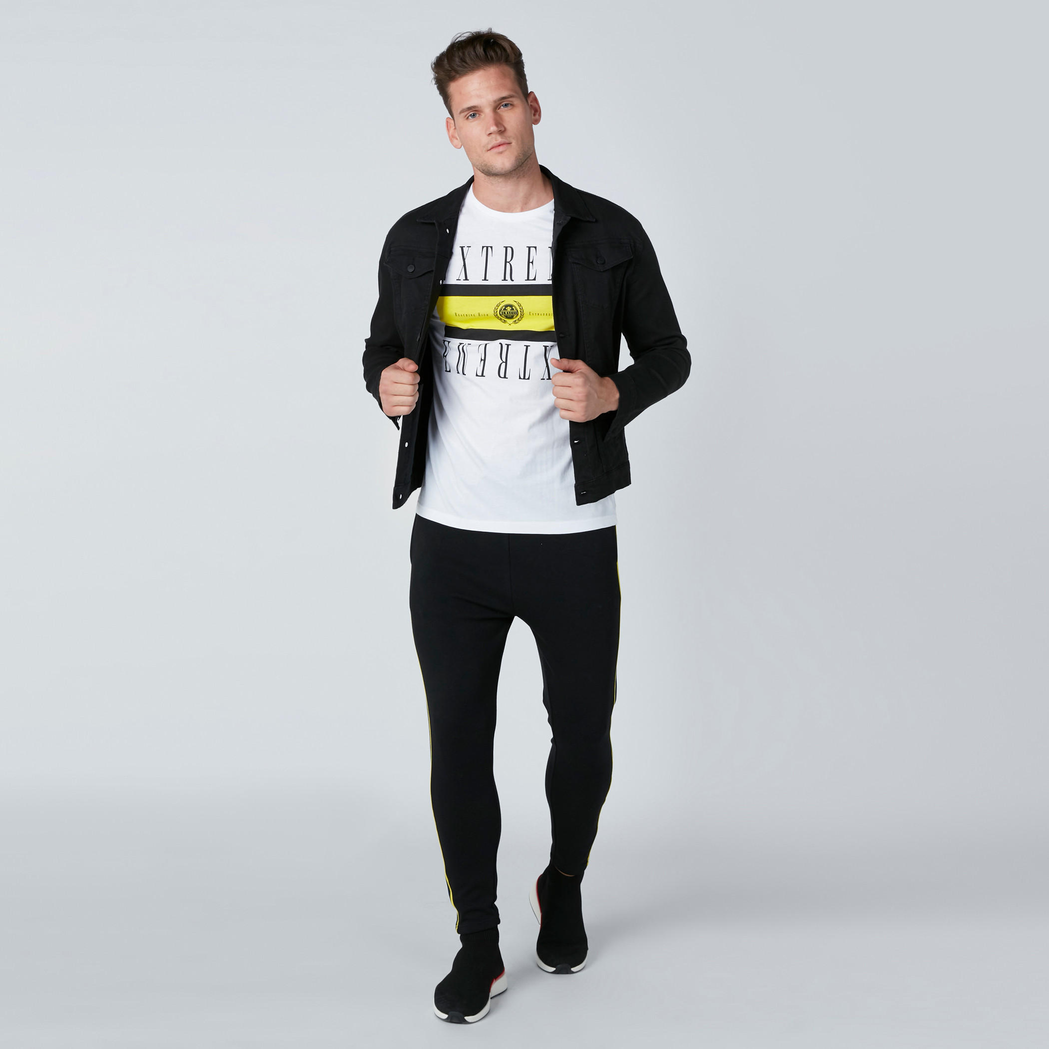 Text Printed Crew Neck T-Shirt with Short Sleeves-men-clothing-tshirtsandpolos-tshirts-image-1