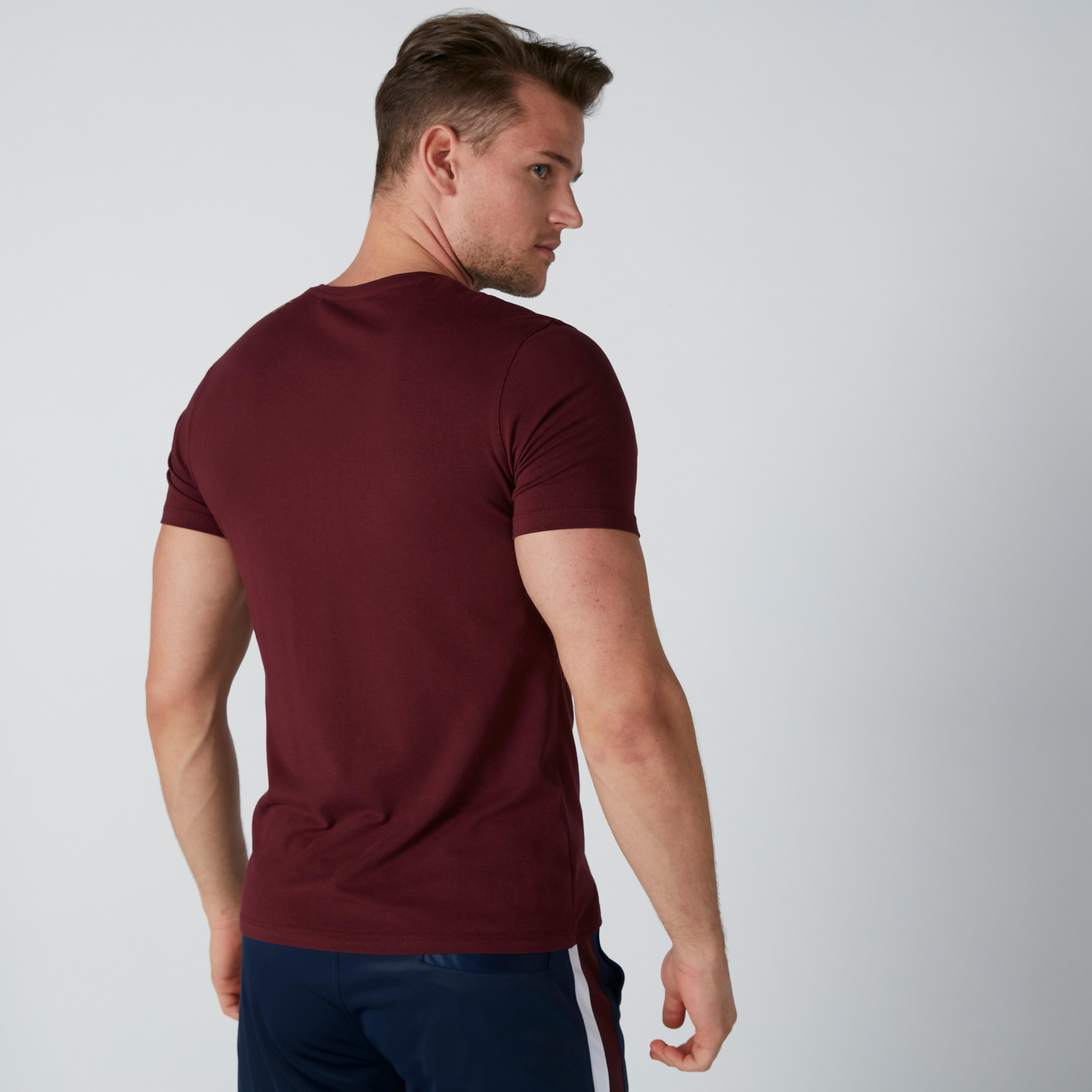 Solid V-neck T-shirt with Short Sleeves-men-clothing-tshirtsandpolos-tshirts-image-2