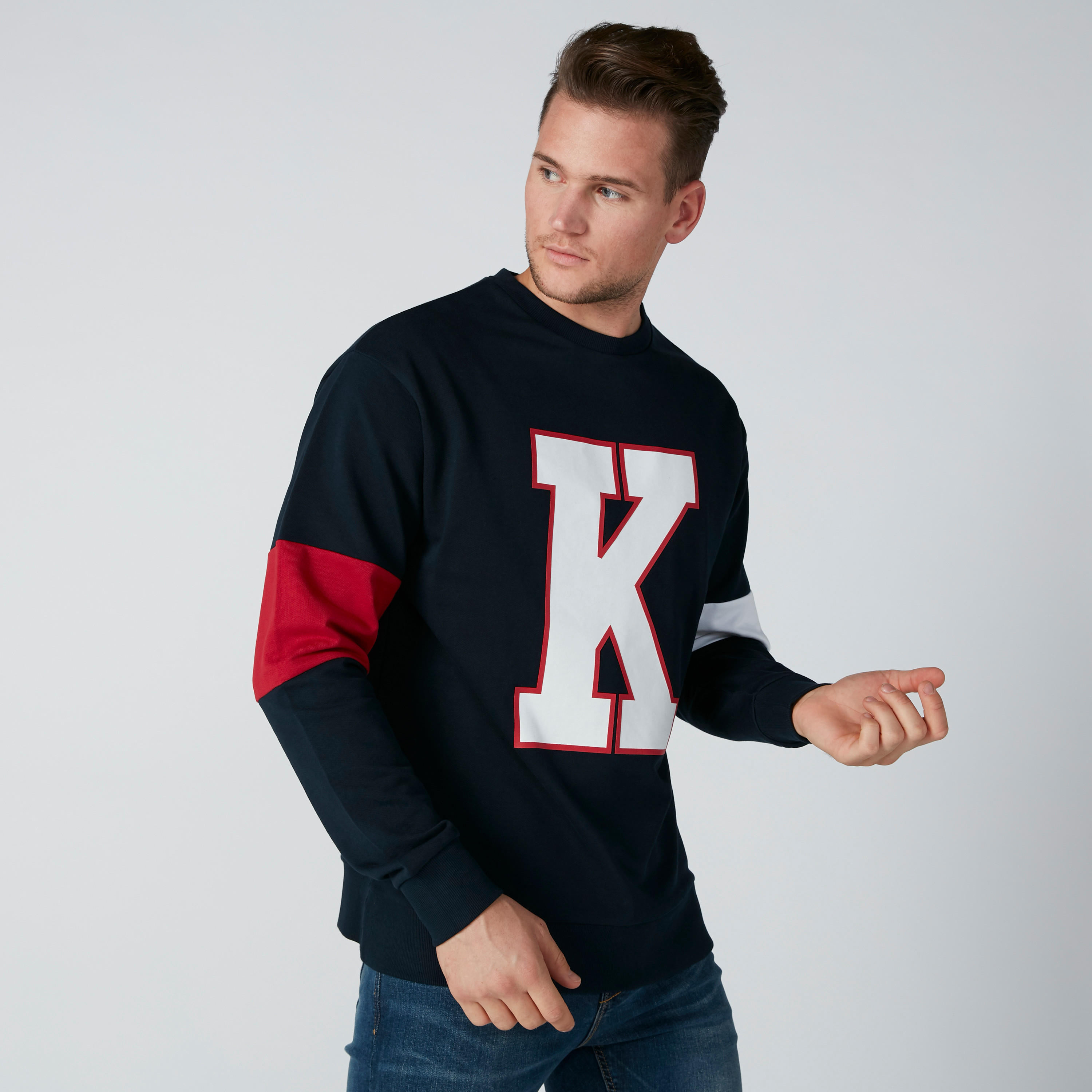 Printed Round Neck Sweatshirt with Long Sleeves-men-winterwear-hoodiesandsweatshirts-image-1